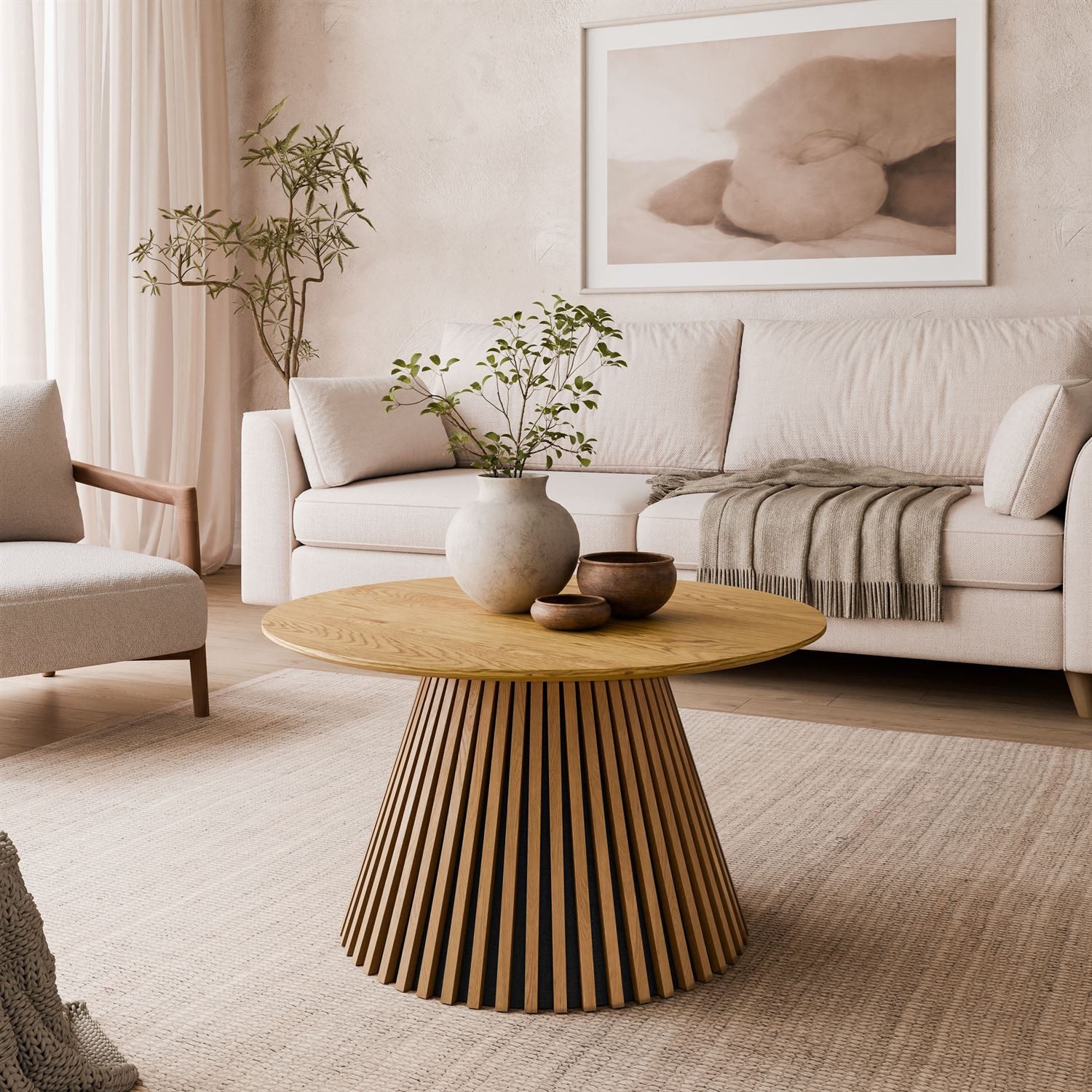 Lookway Couchtisch MISTY mit Lamellenbasis