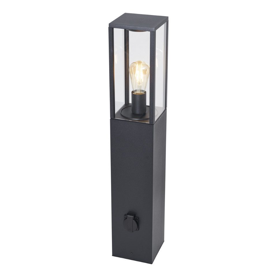 Qazqa Außen-Stehlampe Charlois, ohne Leuchtmittel, Warmweiß, QAZQA Außen­poller­leuchte, e27, Schwarz, Kunststoff, Modern