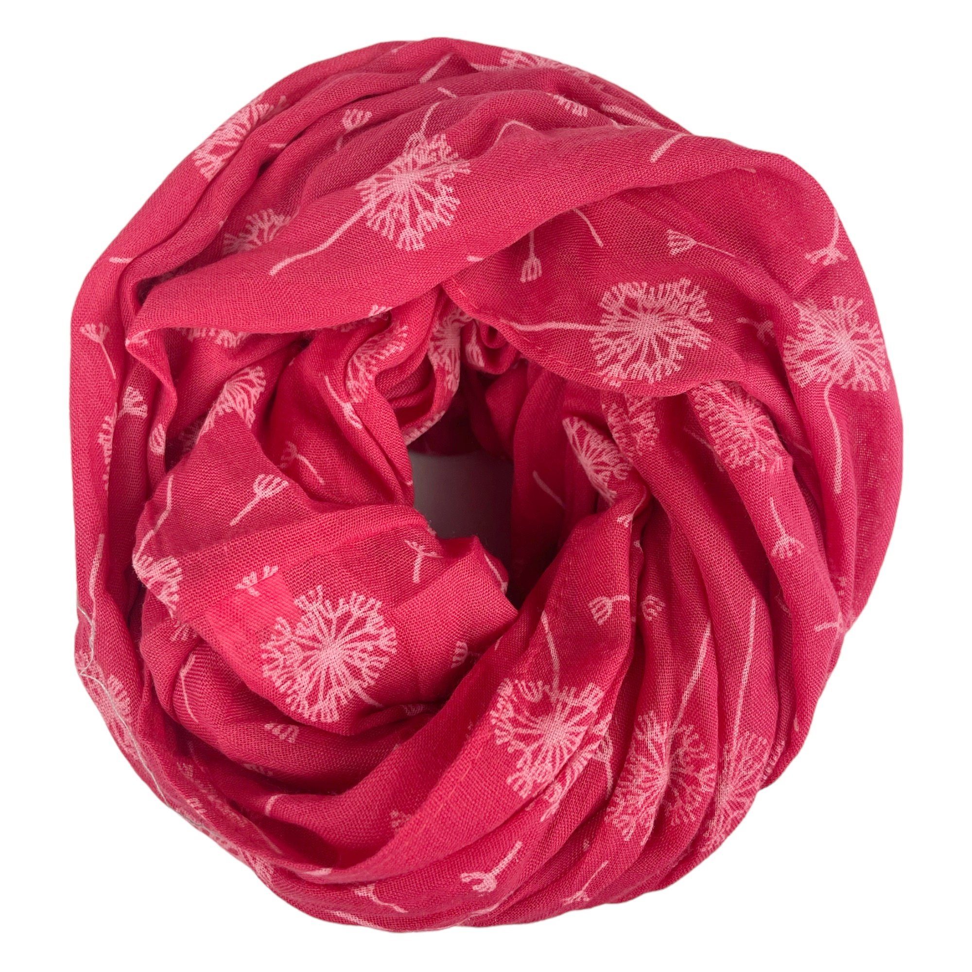 Sommer Tücher rot/fuchsia Schals SS-731 Farbwahl, Taschen4life Muster, mit Loop Damen & print, Pusteblumen Schal Trend