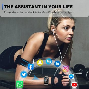 Ruopoem Smartwatch (1,57 Zoll, Android iOS), Damen mit Telefonfunktion Fitness Tracker Sportuhr mit 130 Sportmodi