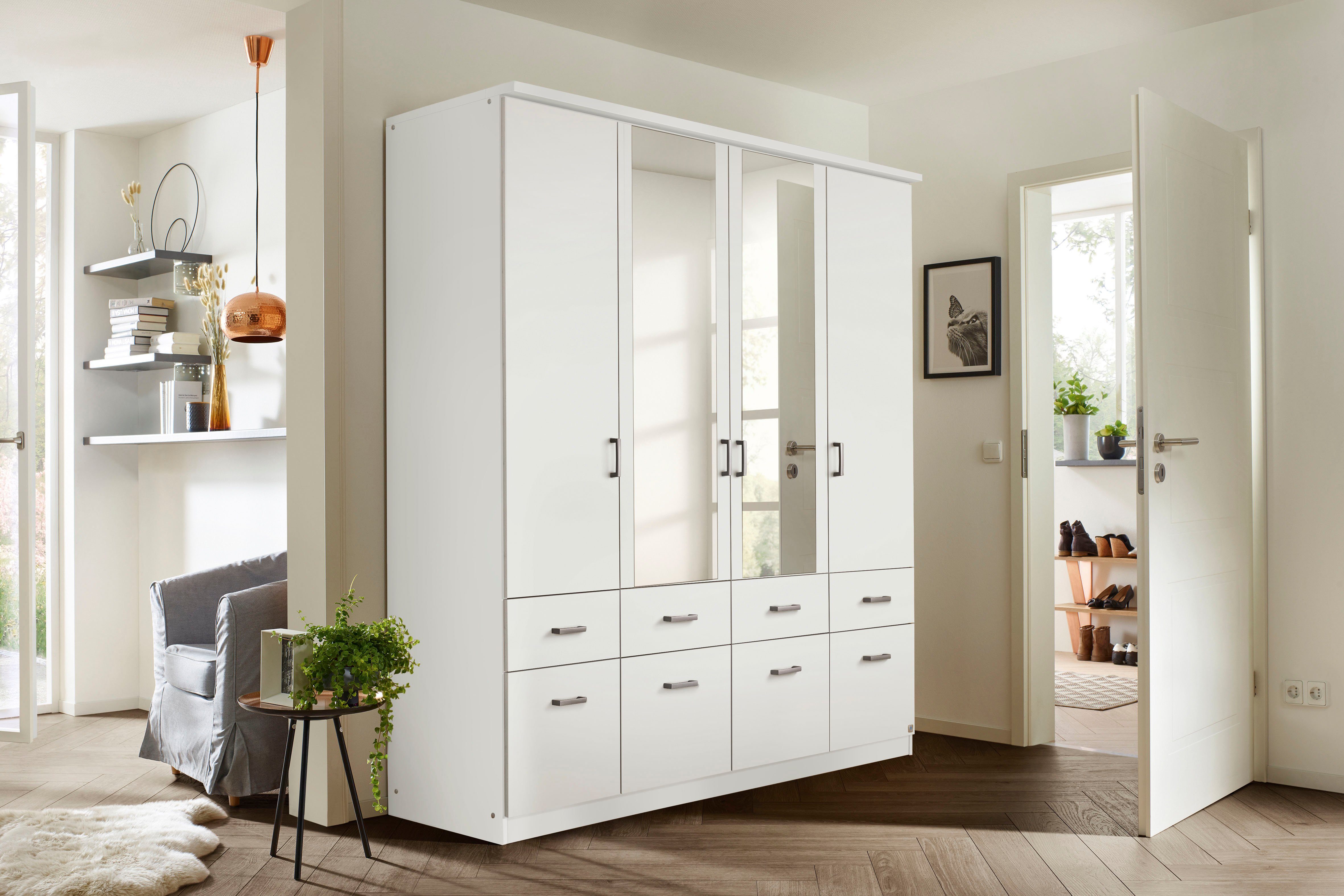 rauch Kleiderschrank Kleiderschrank Schrank Garderobe deckenhoher Schrank BREMEN (optional mit Spiegel, Breiten: 91/136/181 cm, Höhe: 199 cm) in vielen Farbvari – Bild 2 von 5