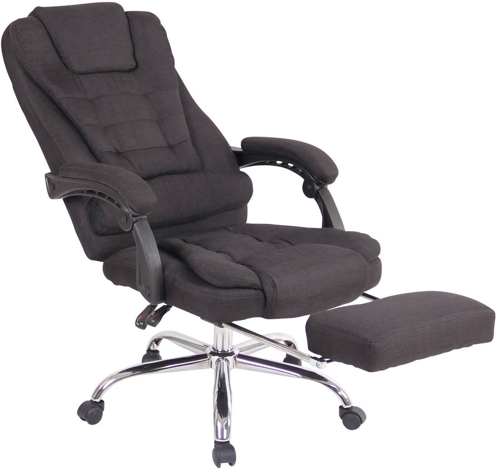 TPFLiving Bürostuhl Onix bequemer Gestell: chrom - Sitz: schwarz (Schreibtischstuhl, mit drehbar Drehstuhl, Rückenlehne Stoff - Metall höhenverstellbar Bürostuhl Chefsessel, 360° XXL), und
