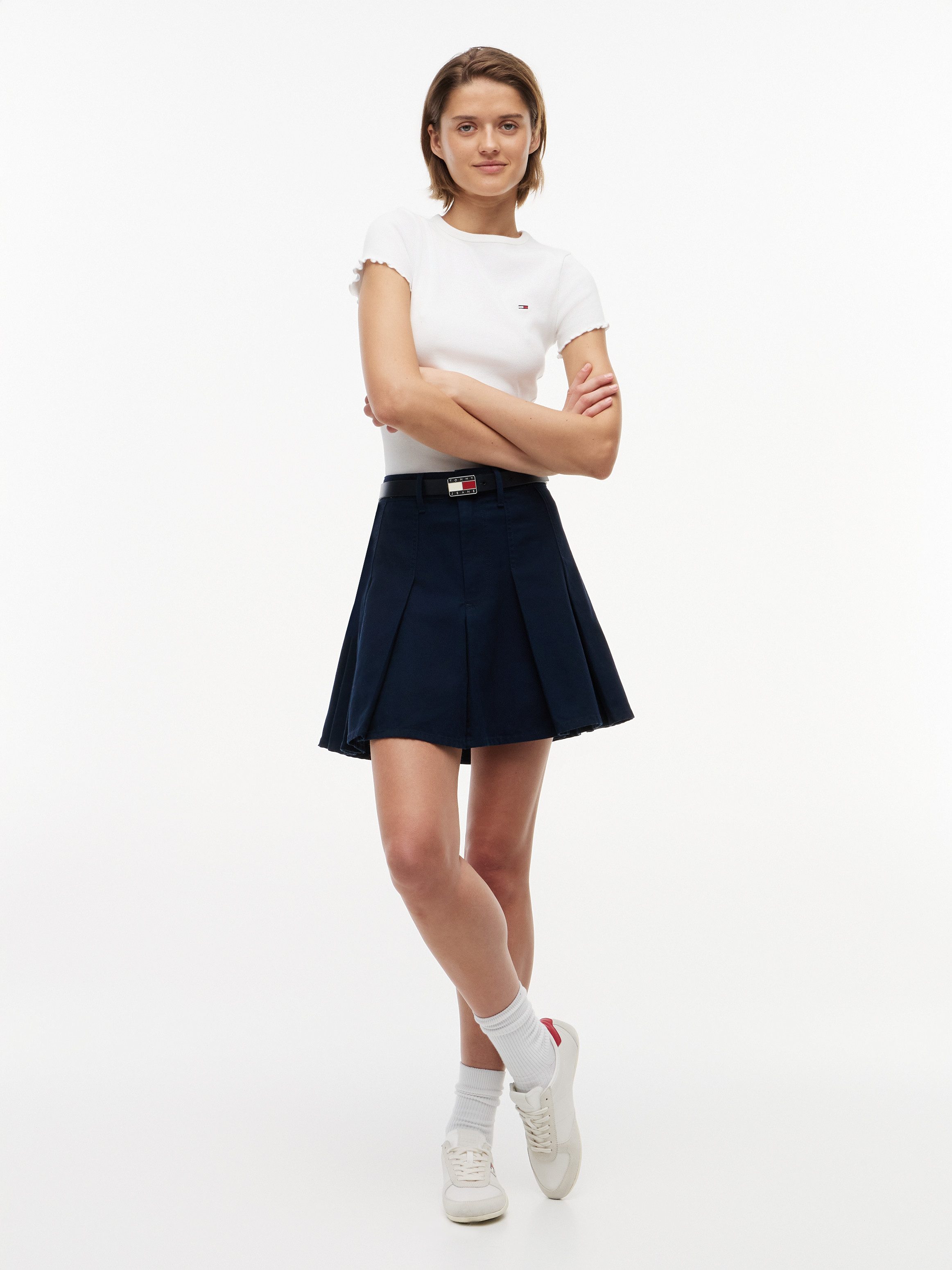 Tommy Jeans Minirock TJW GMD PLEATED MINI SKIRT Baumwolle, Plisseefalten