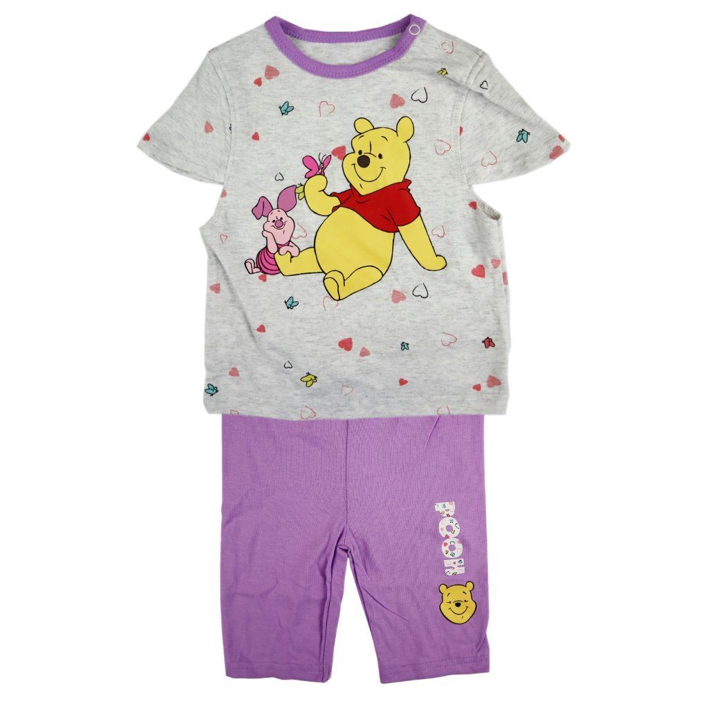 plus Disney 86, Gr. bis Puuh Winnie 62 Ferkel Pooh Winnie Baumwolle Shorts Baby T-Shirt Lila und Print-Shirt 100%