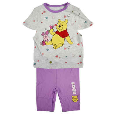 Disney Winnie Puuh Print-Shirt Winnie Pooh und Ferkel Baby T-Shirt plus Shorts Gr. 62 bis 86, 100% Baumwolle