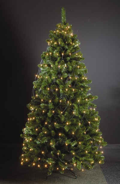 Coen Bakker Deco BV LED-Lichternetz 160 LED Trapez Kegel Warmweiß Netz für Weihnachtsbaum Timer 130-170cm, Ideale Tannenbaum-Beleuchtung, 10m Zuleitungskabel