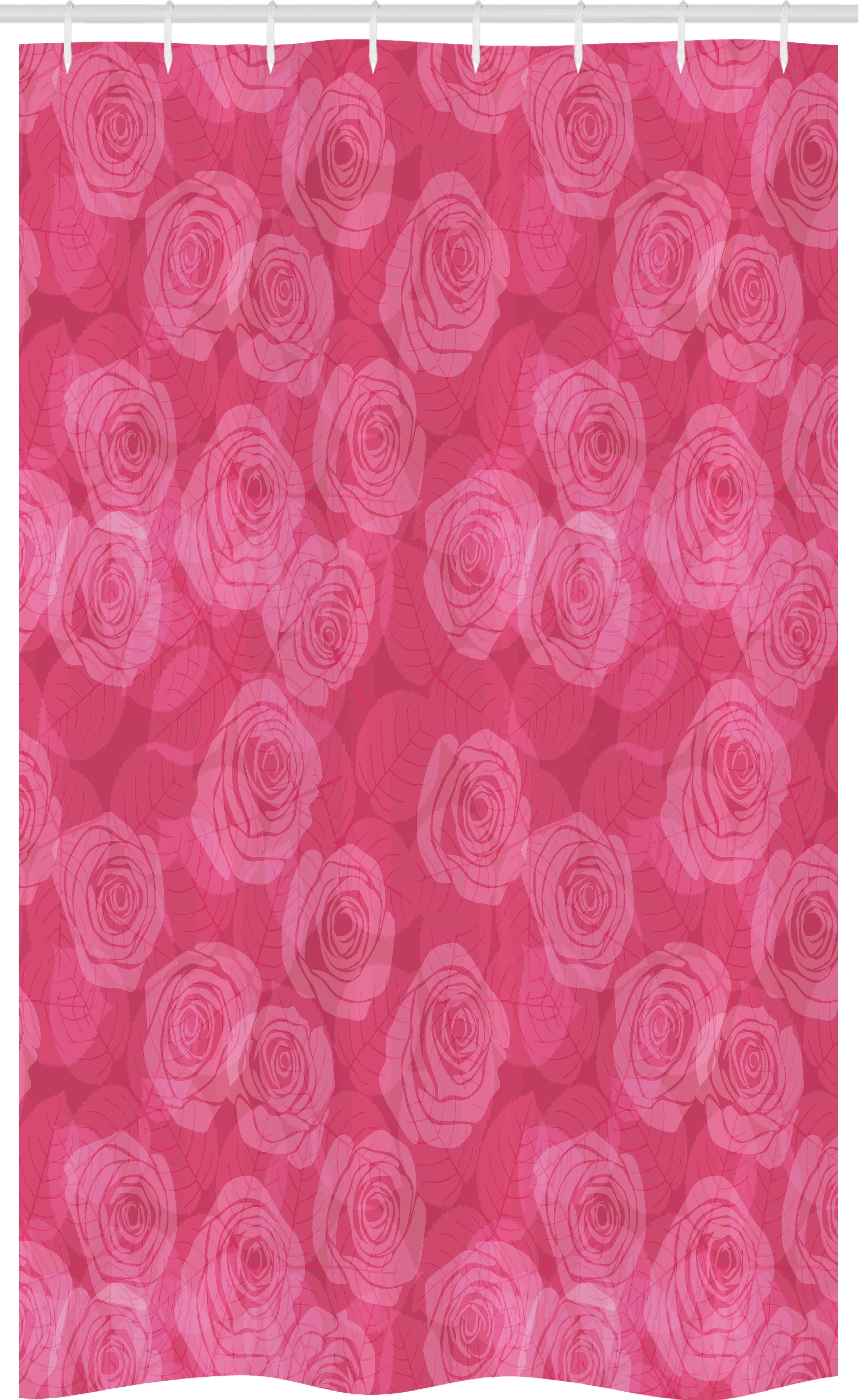 Abakuhaus Duschvorhang Badezimmer Deko Set aus Stoff mit Haken Breite 120 cm, Höhe 180 cm, Rose Shades of Rosa Romantische