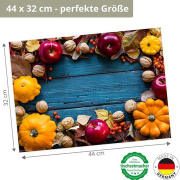 Platzset, Tischsets I Platzsets - Herbst - Kürbisse & Äpfel, Tischsetmacher, (aus Naturpapier in Aufbewahrungsmappe, 12-St., 44 x 32 cm / bunt), Made in Germany