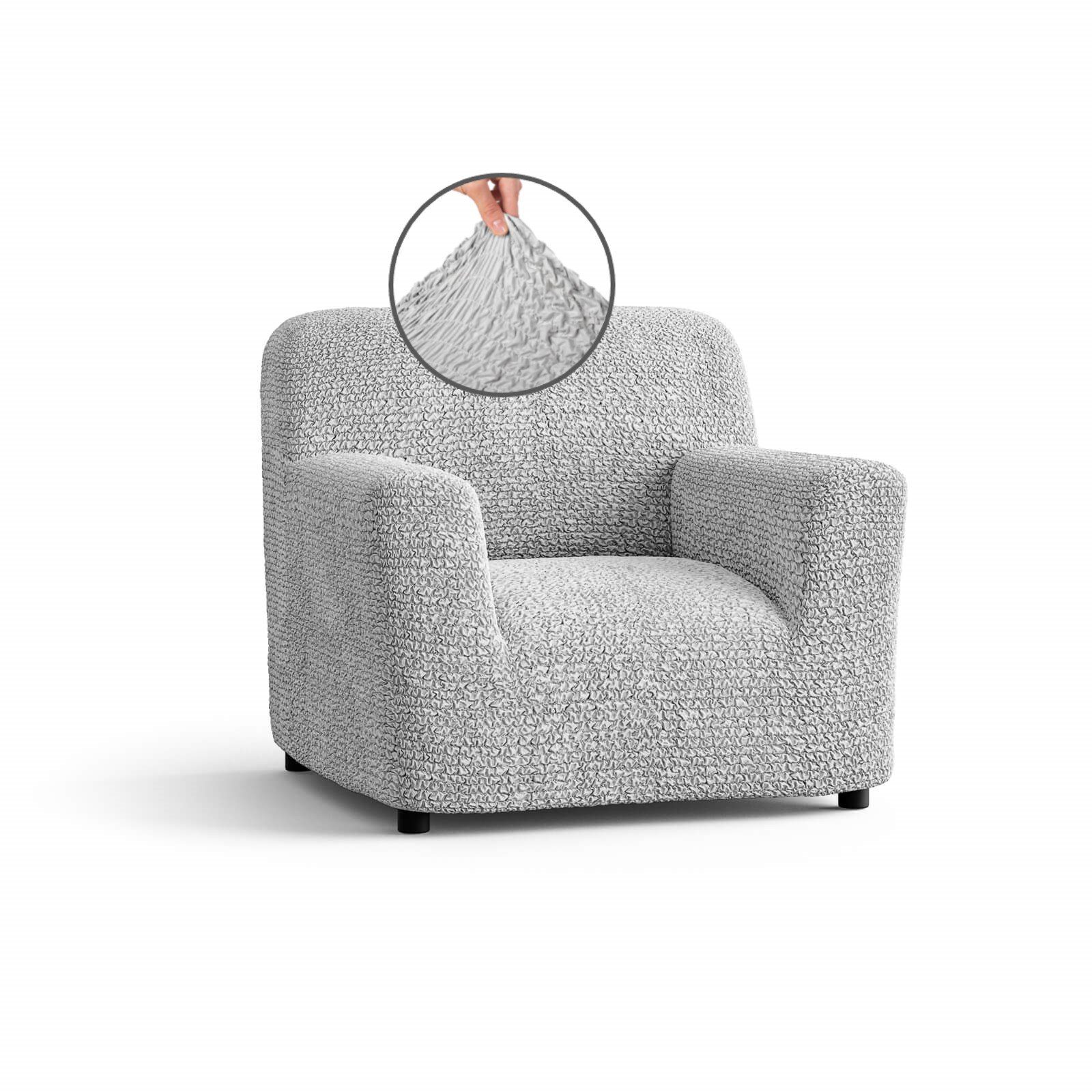 Sesselhusse Bezug für Sessel, italienische Handarbeit, Paulato by GA.I.CO, blickdichter, widerstandsfähiger und langlebiger Mikrofaserstoff lichtgrau