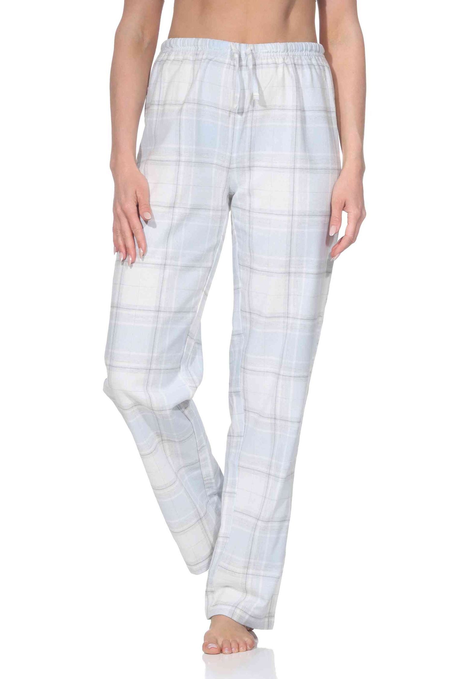 Normann Relaxanzug Normann Damen Schlafhose aus Flanell Schlafanzug Hose kariert