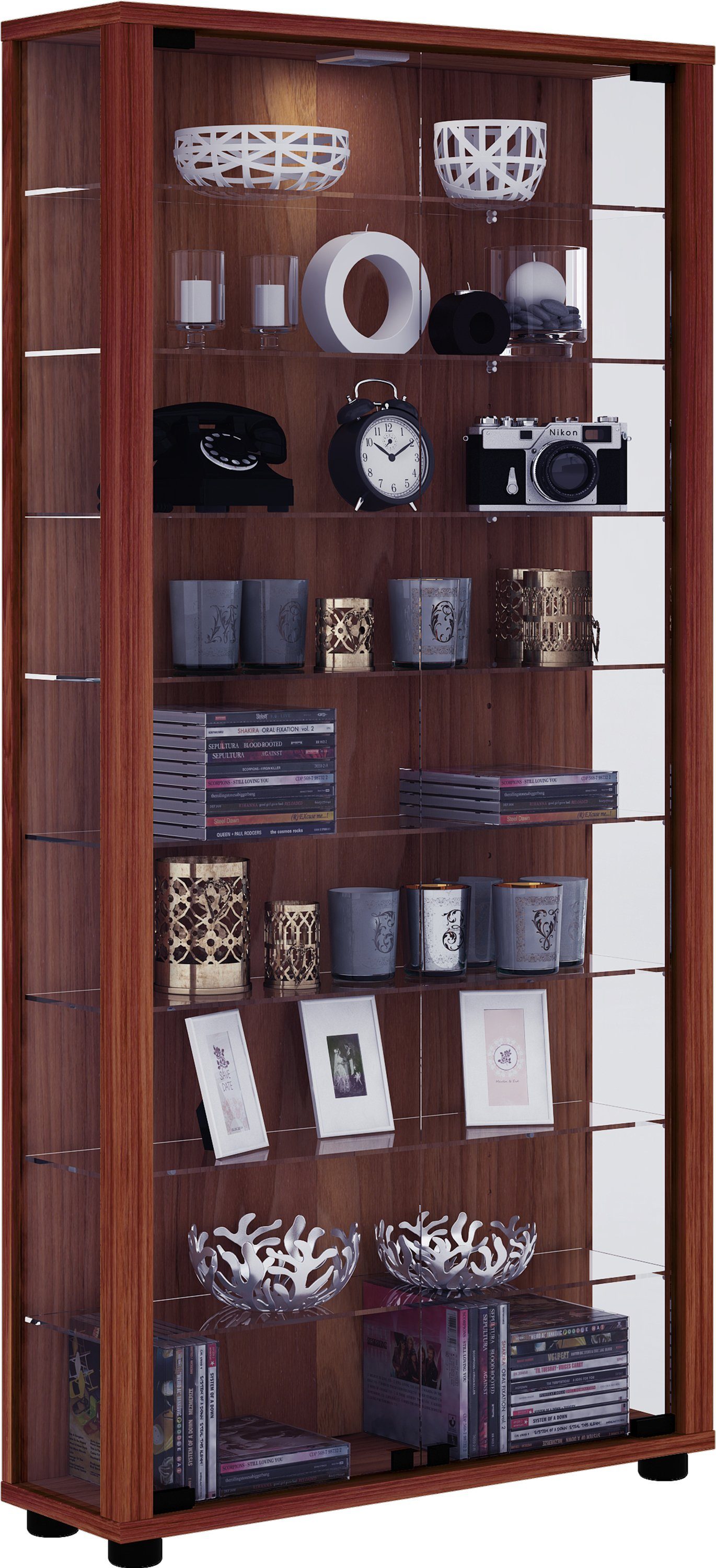 VCM Standvitrine Holz Glas Stand Vitrine Sammelvitrine Lumo Maxi