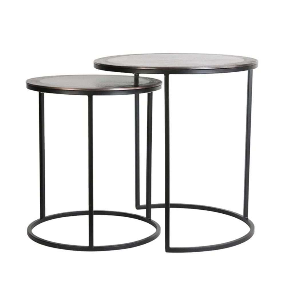 Light & Living Beistelltisch Beistelltisch Säule TALCA Light & Living 2er Set Antik Kupfer-Schwarz (2er Set), 2er Set
