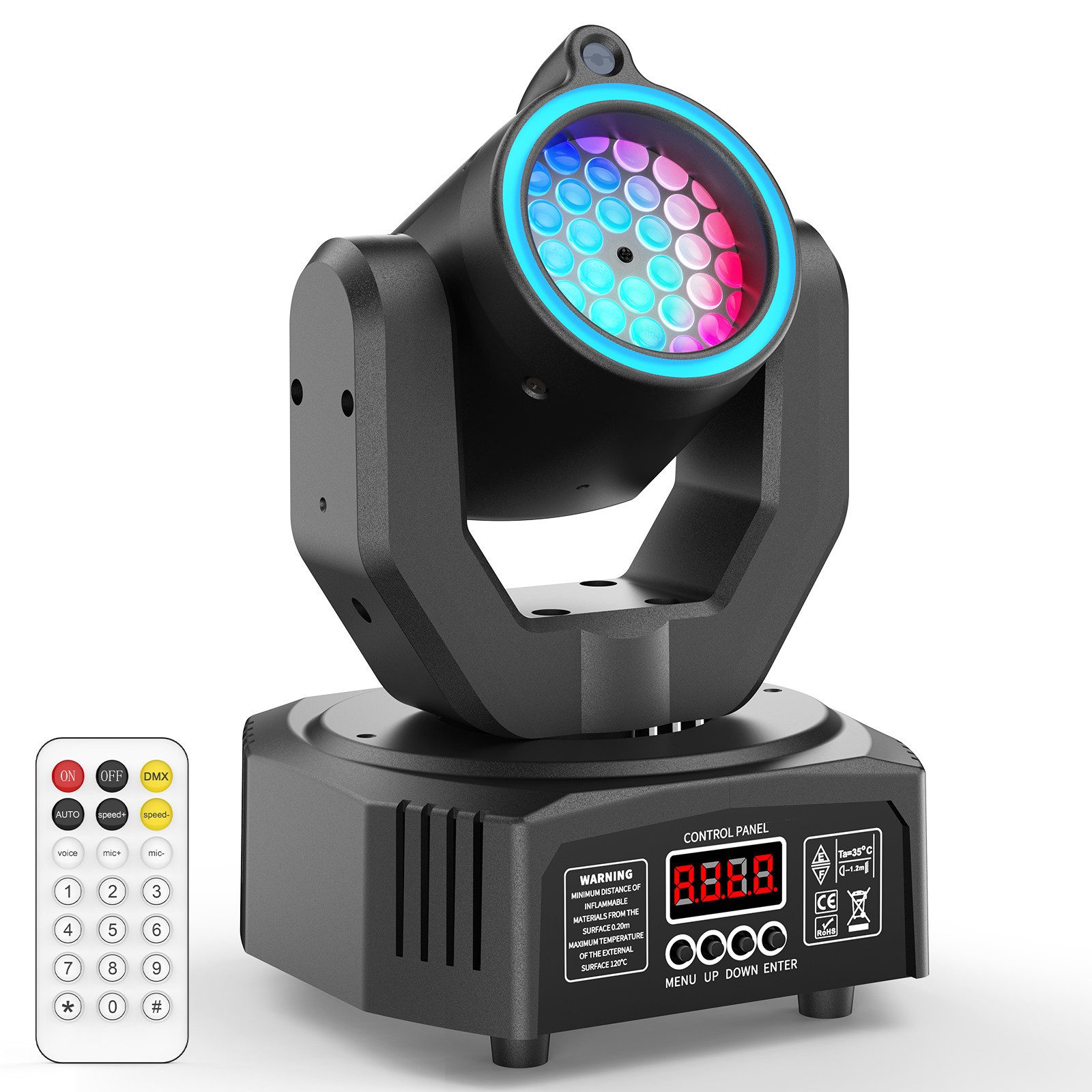 ZonQoonz Discolicht 30W Mini-Moving-Head-Scheinwerfer mit RGB-Halo für Hochzeiten DJ Party