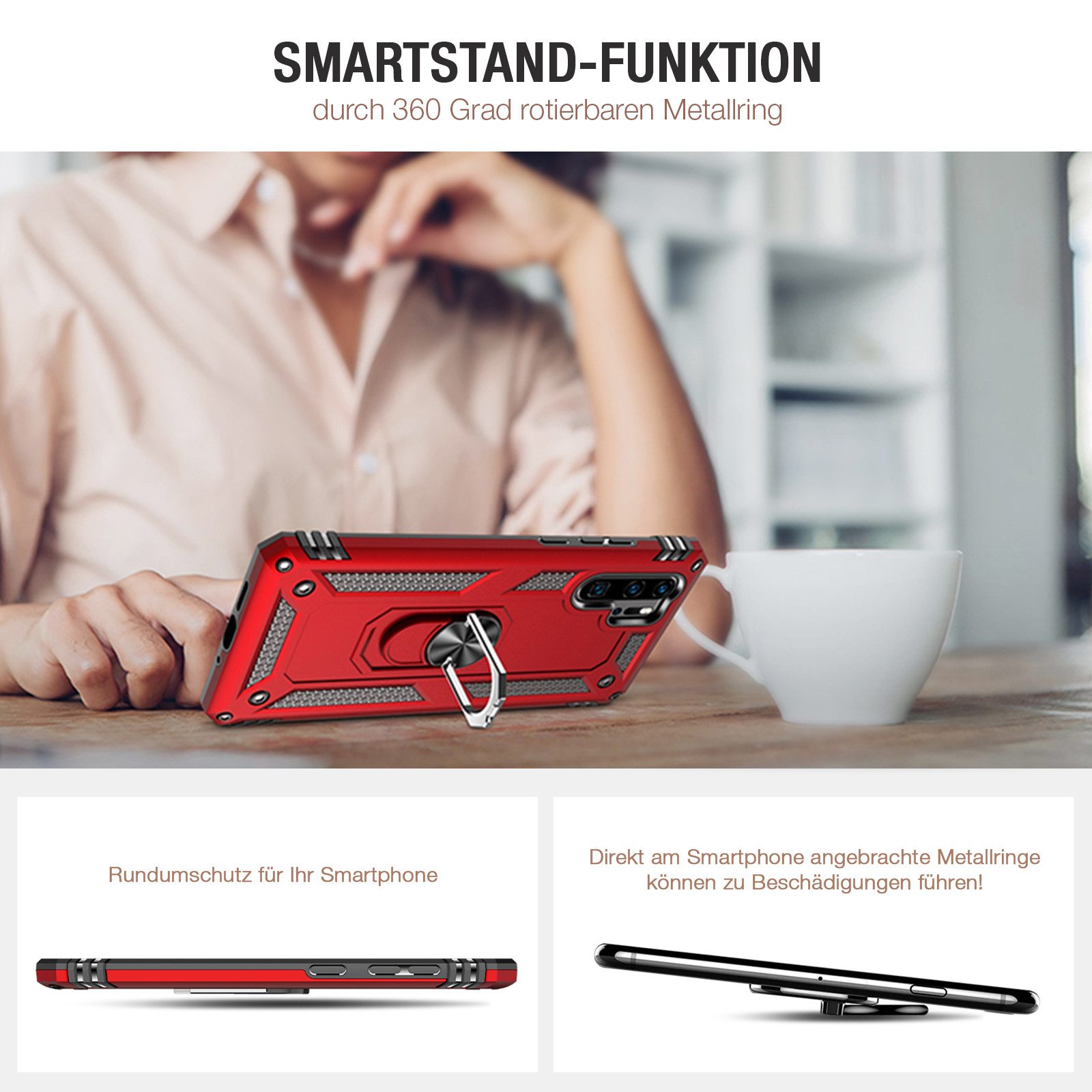 Tec-Expert Handyhülle Outdoor Cover Hülle für Huawei P30 Pro 6.47 Zoll, 6.47, Premium Hülle aus verstärktem Polycarbonat