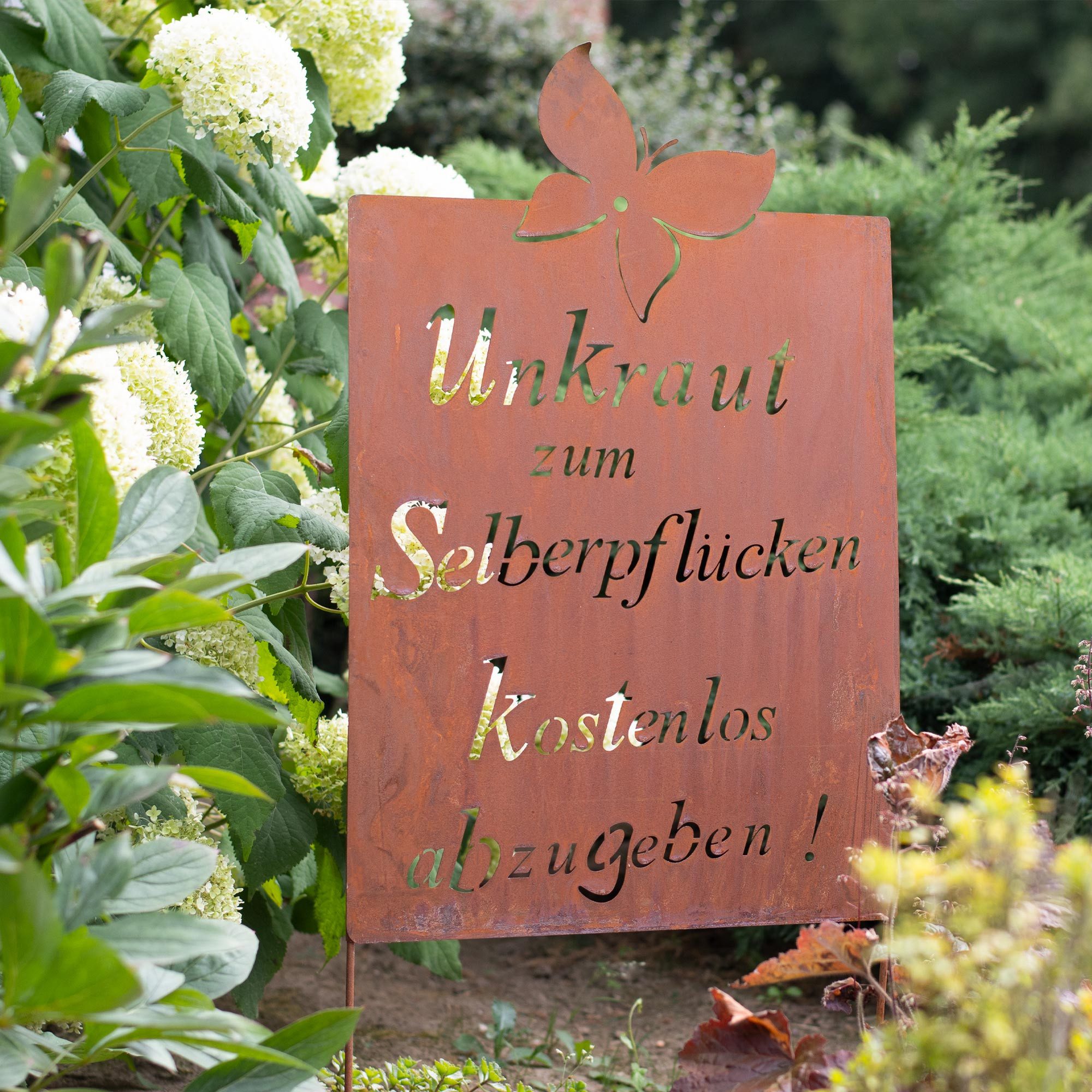 UNUS GARDEN Gartenstecker Roststecker Schild Spruch günstig online kaufen