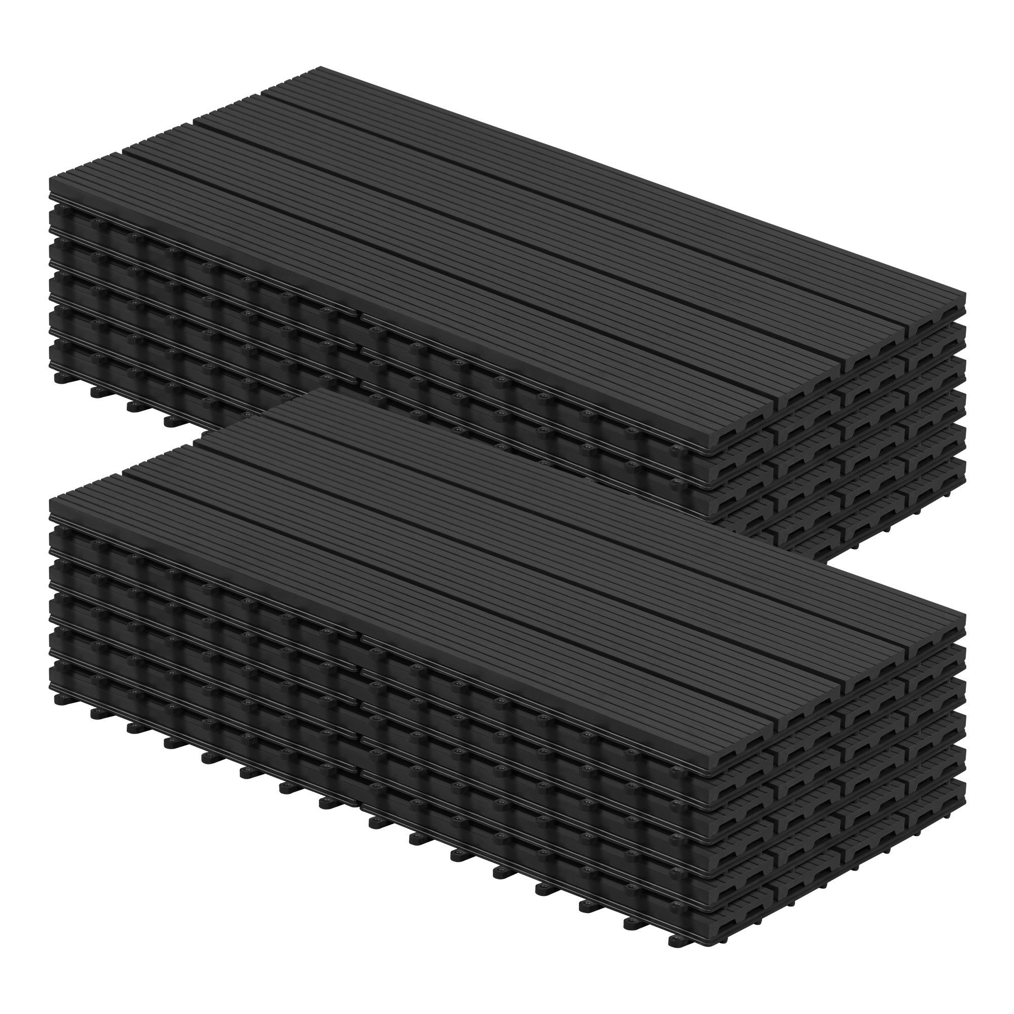 Woltu WPC-Fliesen, 12 St., Terrassendielen Holz-Optik 30x60cm mit klicksystem