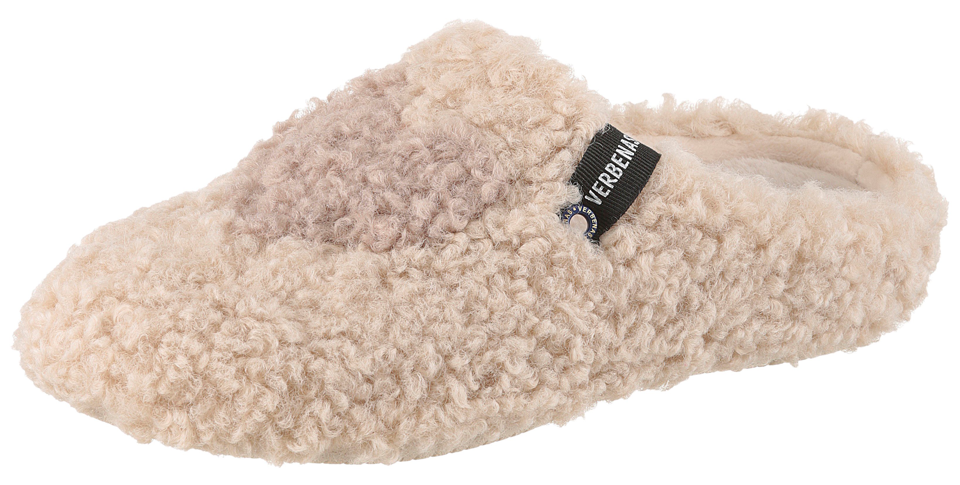 VERBENAS York Curly Pantoffel Homeslipper, Hausschuh, Wohlfühlschuh mit Label