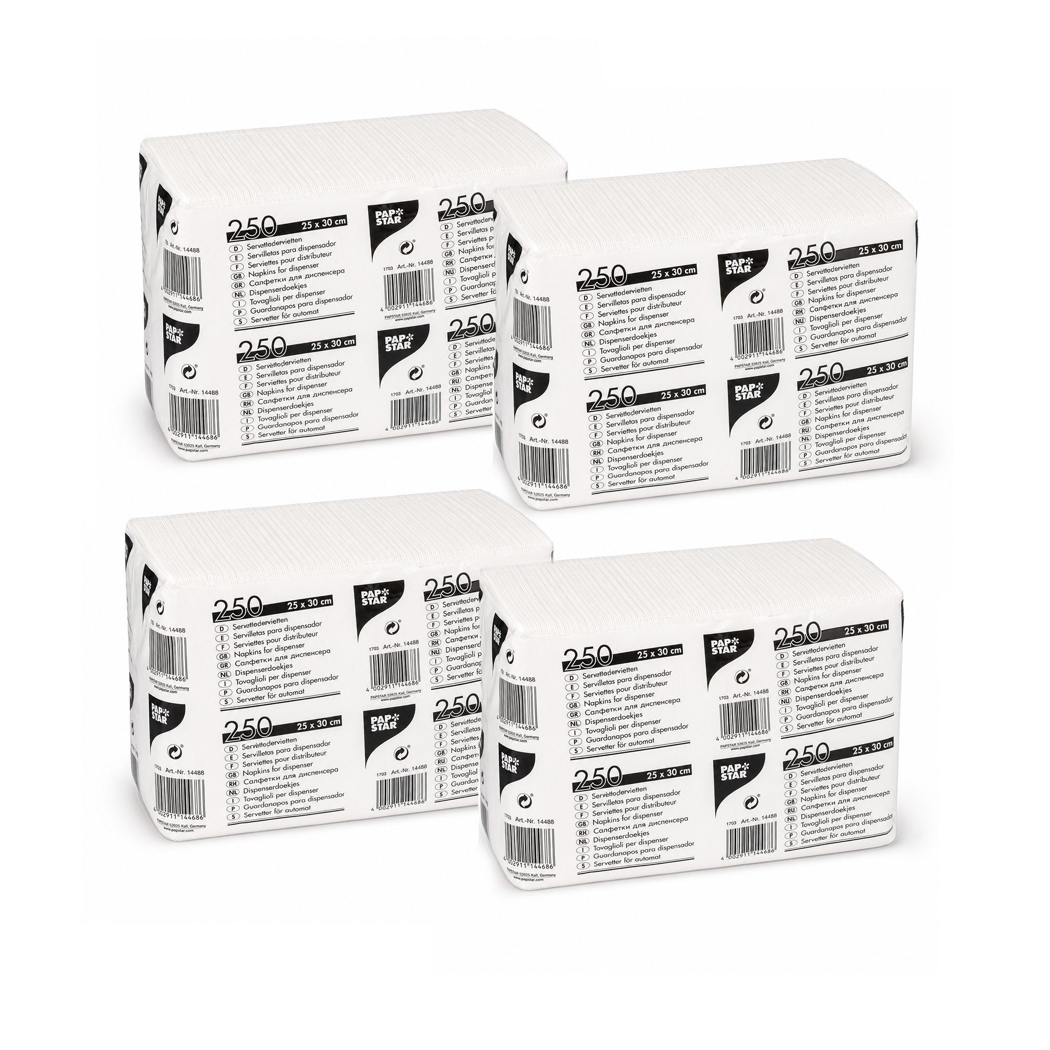 PAPSTAR Papierserviette, Spenderservietten 25x30cm Papier 1-lagig 1000 Stück Weiß