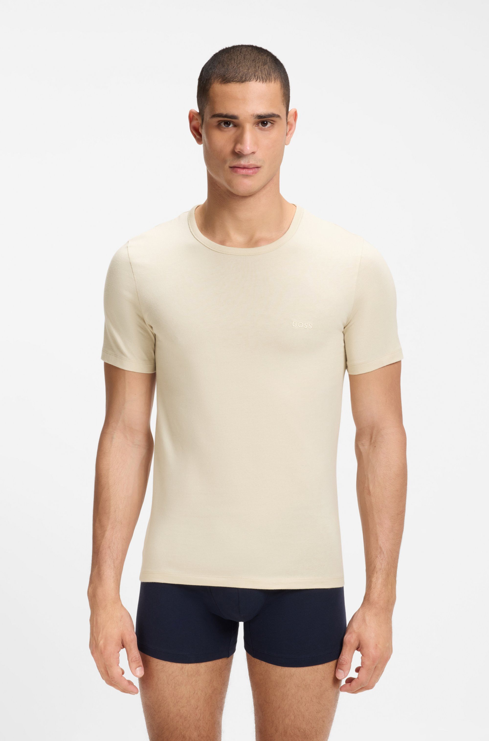 BOSS T-Shirt TShirtRN 3P Classic (Packung, 3-tlg) mit BOSS Stickerei