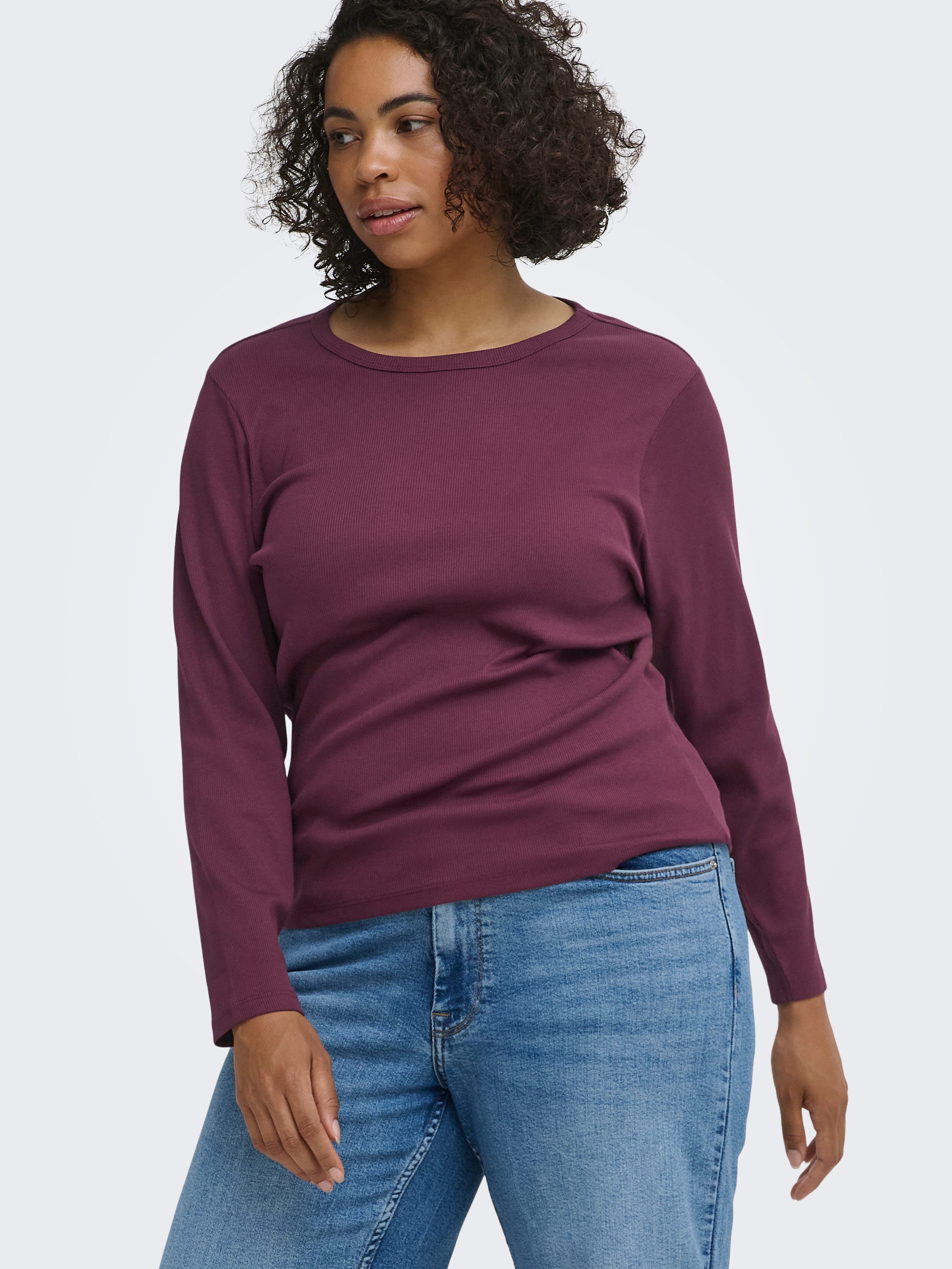 ONLY CARMAKOMA Langarmshirt CARVAL L/S O-NECK TOP JRS NOOS Baumwollmischung, regular fit