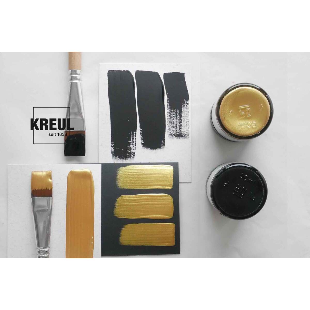 C. KREUL Acrylfarbe KREUL Acryl Metallicfarbe blau 50ml Glas