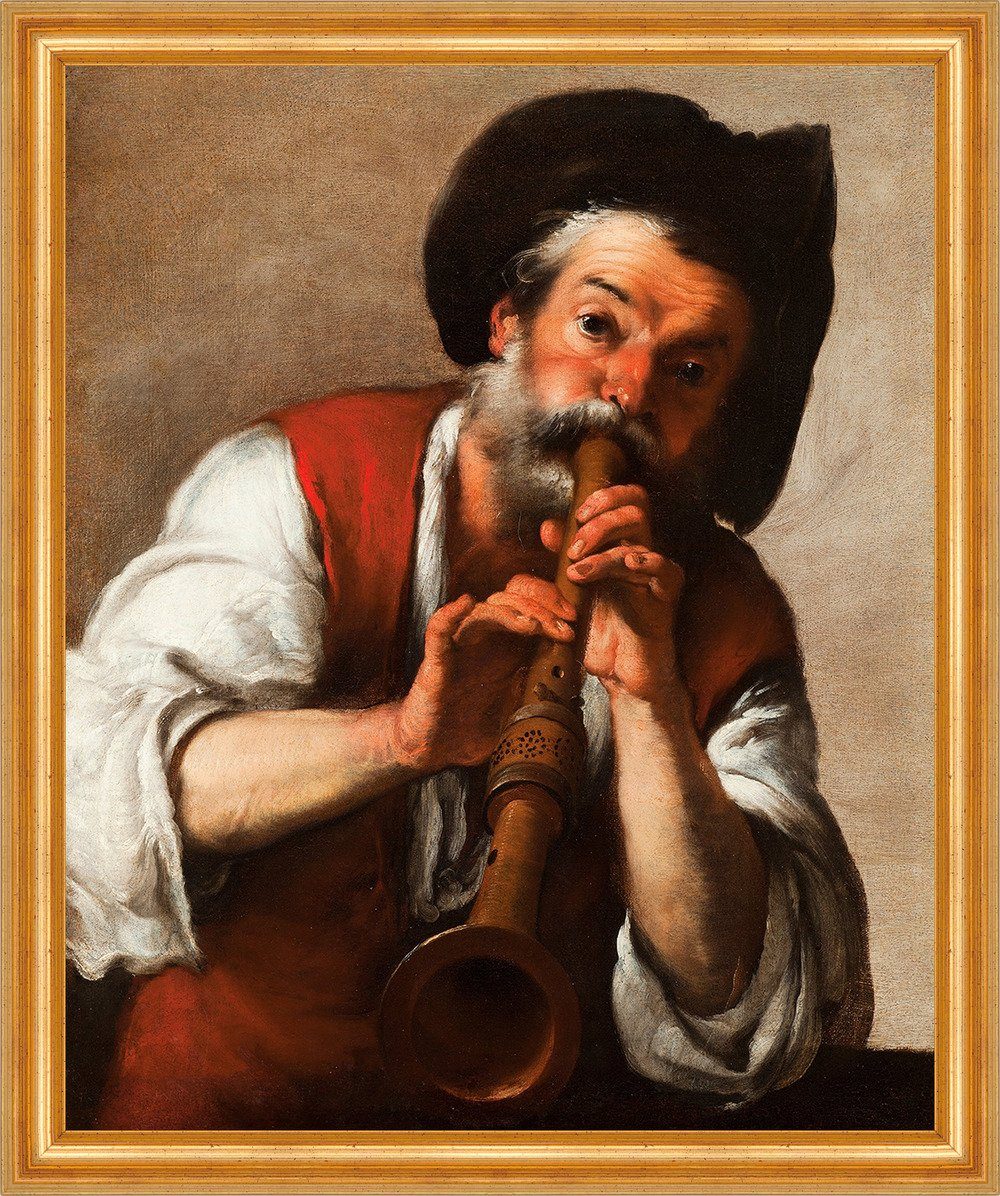 Kunstdruck The Flute Player Bernardo Strozzi Flöte Musik Holzinstrumente B A3 008, (1 St)