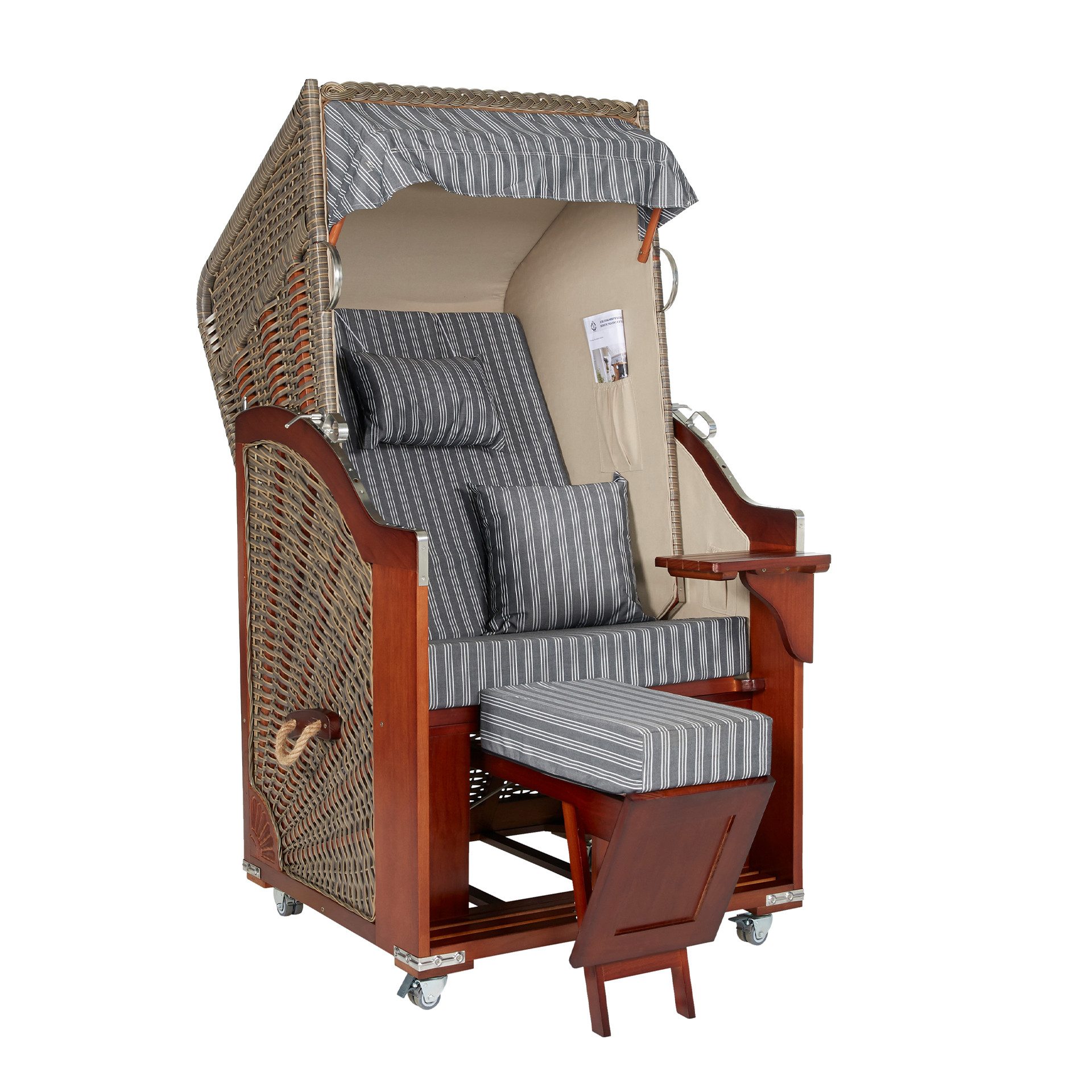 WebaVita Strandkorb Webavita Strandkorb KaribikOstsee Pinie Grau, BxTxH: 97x80x170 cm, Strandkorb