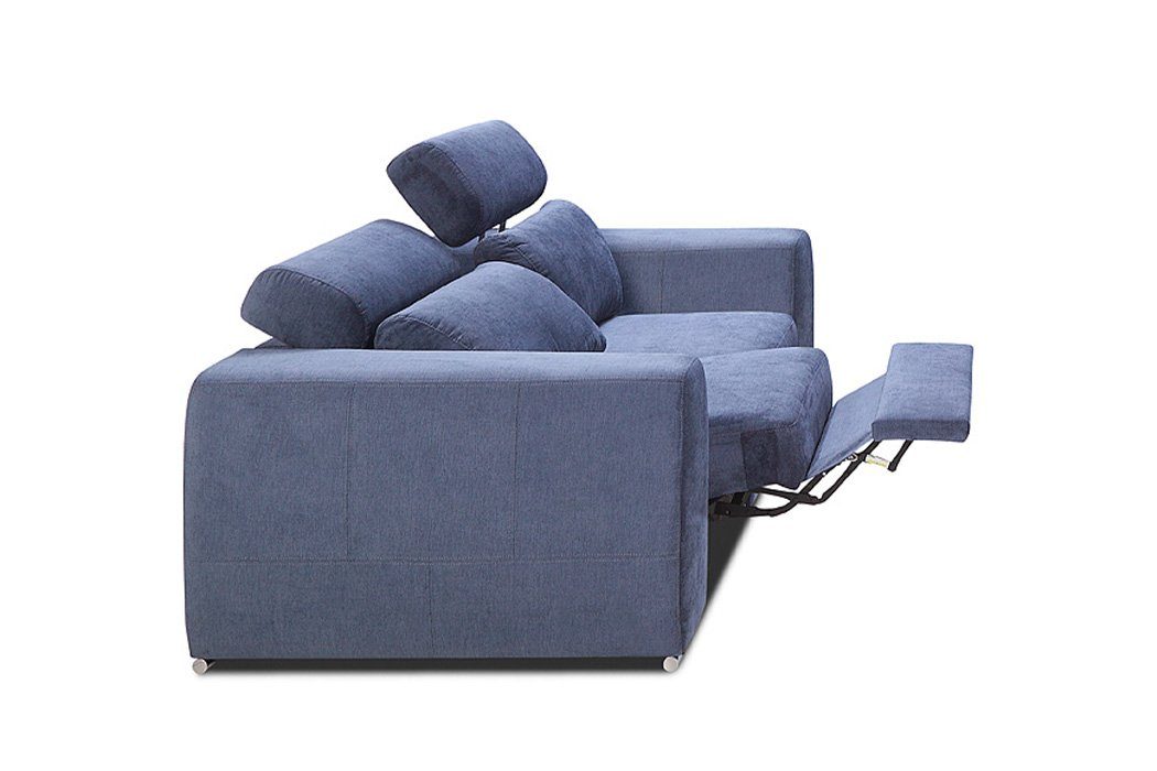 Modern Stoff Sofagarnitur Polster Blau Textil Sitzer in Europe Made 2,5+1 Bettfunktion, JVmoebel Sofa