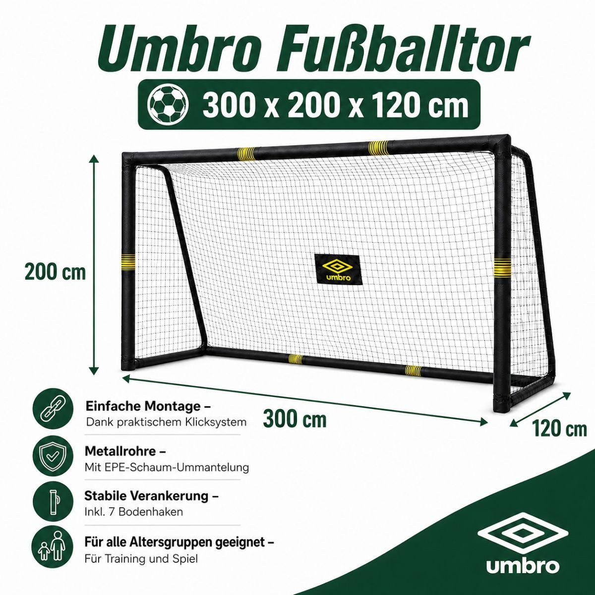 Umbro Fußballtor Umbro Fußballtor - Metall - Schwarz/Gelb
