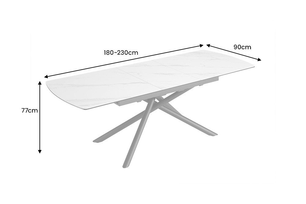 riess-ambiente Esstisch MIKADO 180-230cm weiß/schwarz - Keramik, ausziehbar, Sterngestell (Einzelartikel, 1-St), Marmor-Design & bis zu 10 Personen - ideal für  – Bild 5 von 5