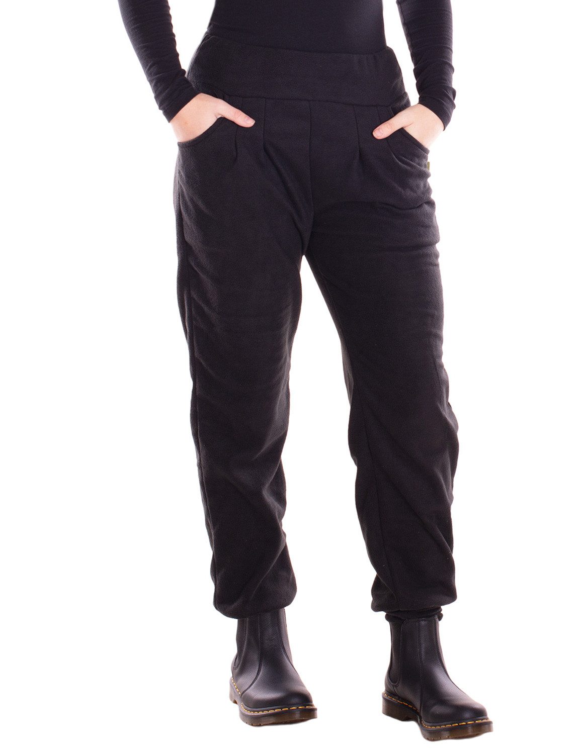 Vishes Fleecehose Damen Hose Bundfalten Breiter Bund Taschen Warm Bequem Alternative Mode, Boho, Hippie, Ethno, Festival