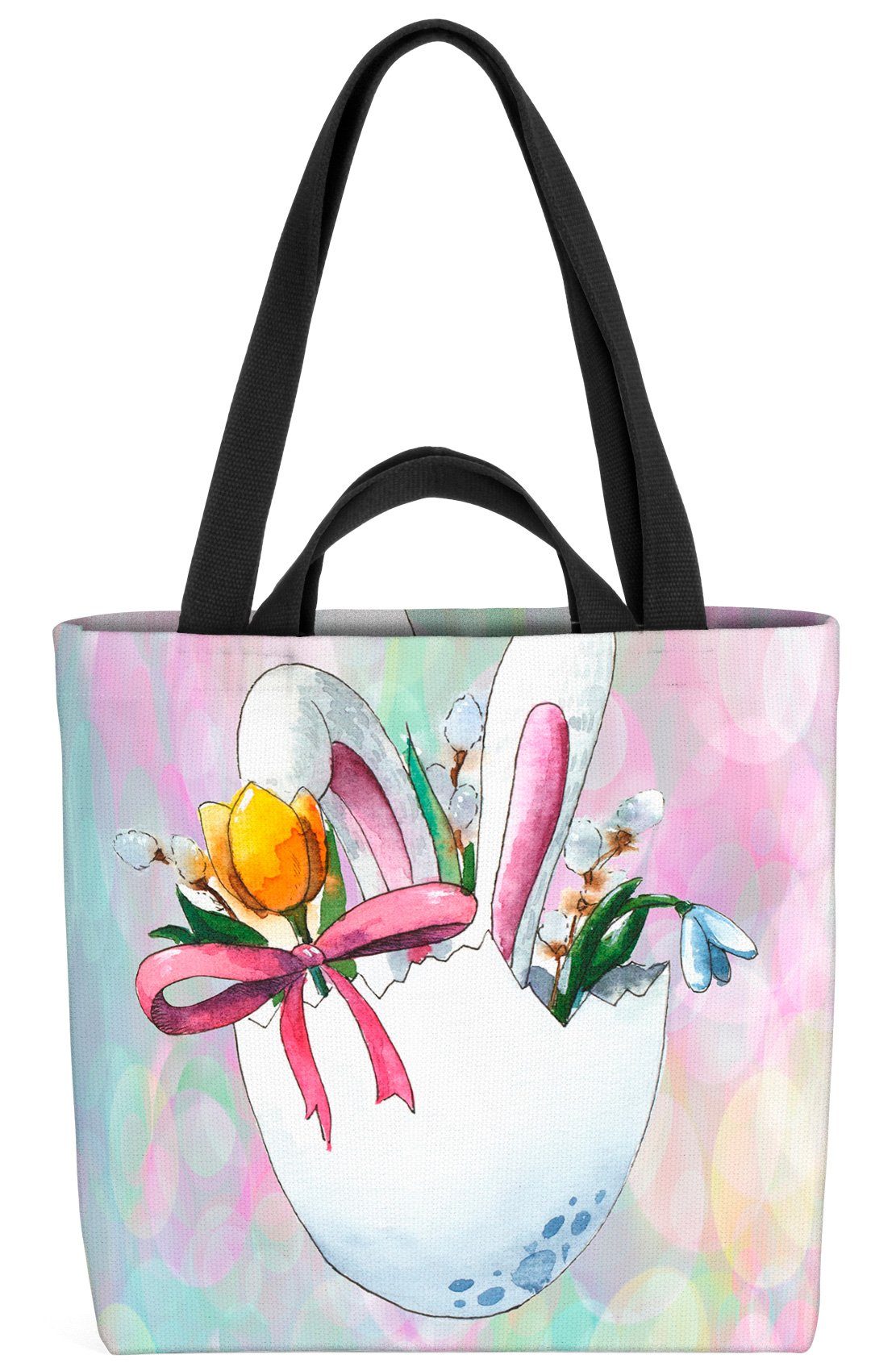 VOID Henkeltasche (1-tlg), Osterüberraschung Hase Blumen Tasche Einkaufstasche Ostern Shopper Bag