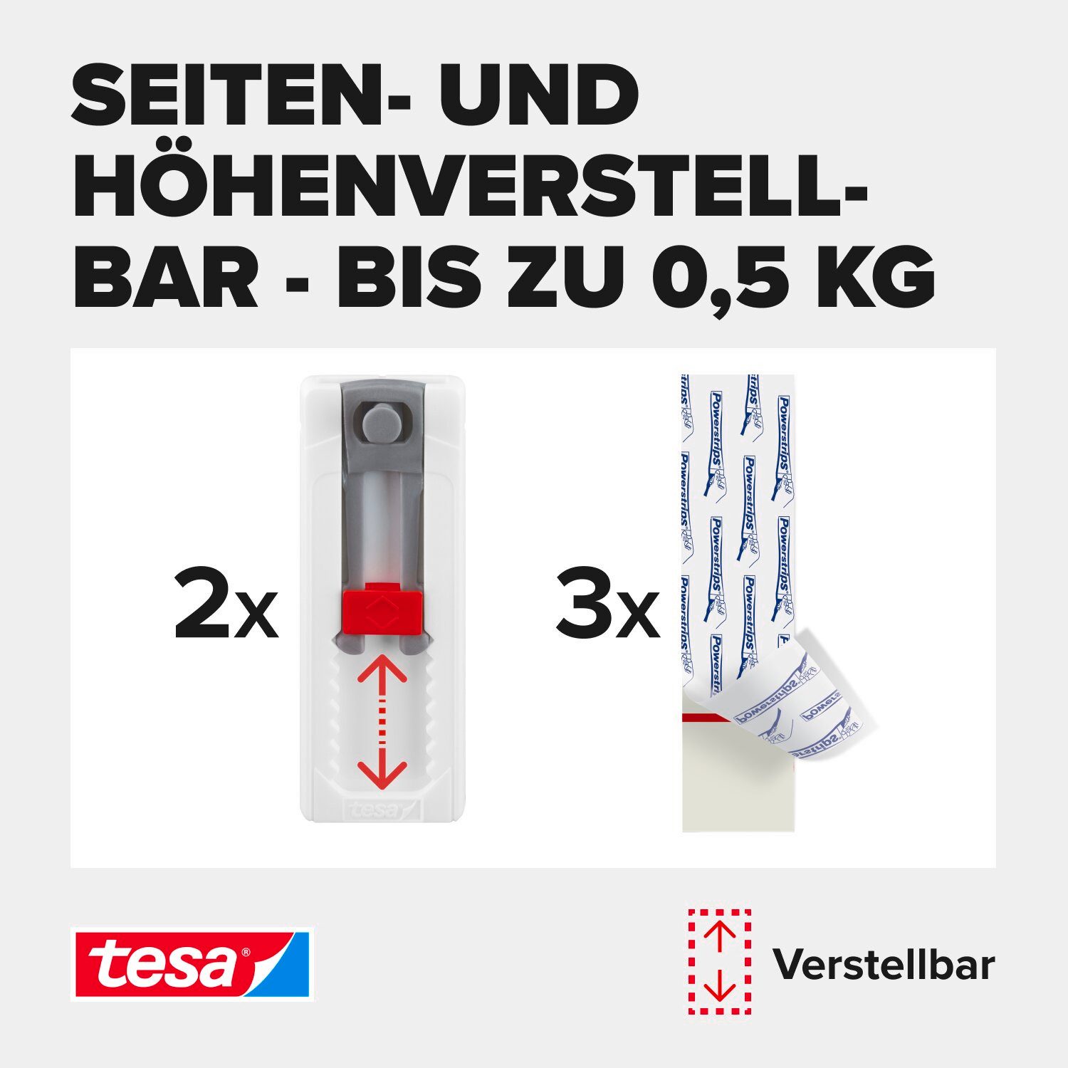 tesa Klebehaken tesa Klebenägel Tapeten & Putz, verstellbar, Halteleistung 0,5kg/Nagel, Dekoration, Leinwände, Bilder, Girlanden, Lichterketten, (Packung, 2-St., 2 Stück), Klebenägel mit max. 0,5 kg Haltekraft - Tapete & Putz - 2er Pack