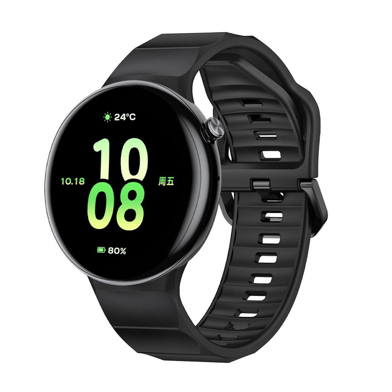 Wigento Smartwatch-Armband Für Honor Watch Fit Silikon Design Ersatz Smart Watch Armband Schwarz, Silikonarmband mit robuster schwarzer Dornschließe