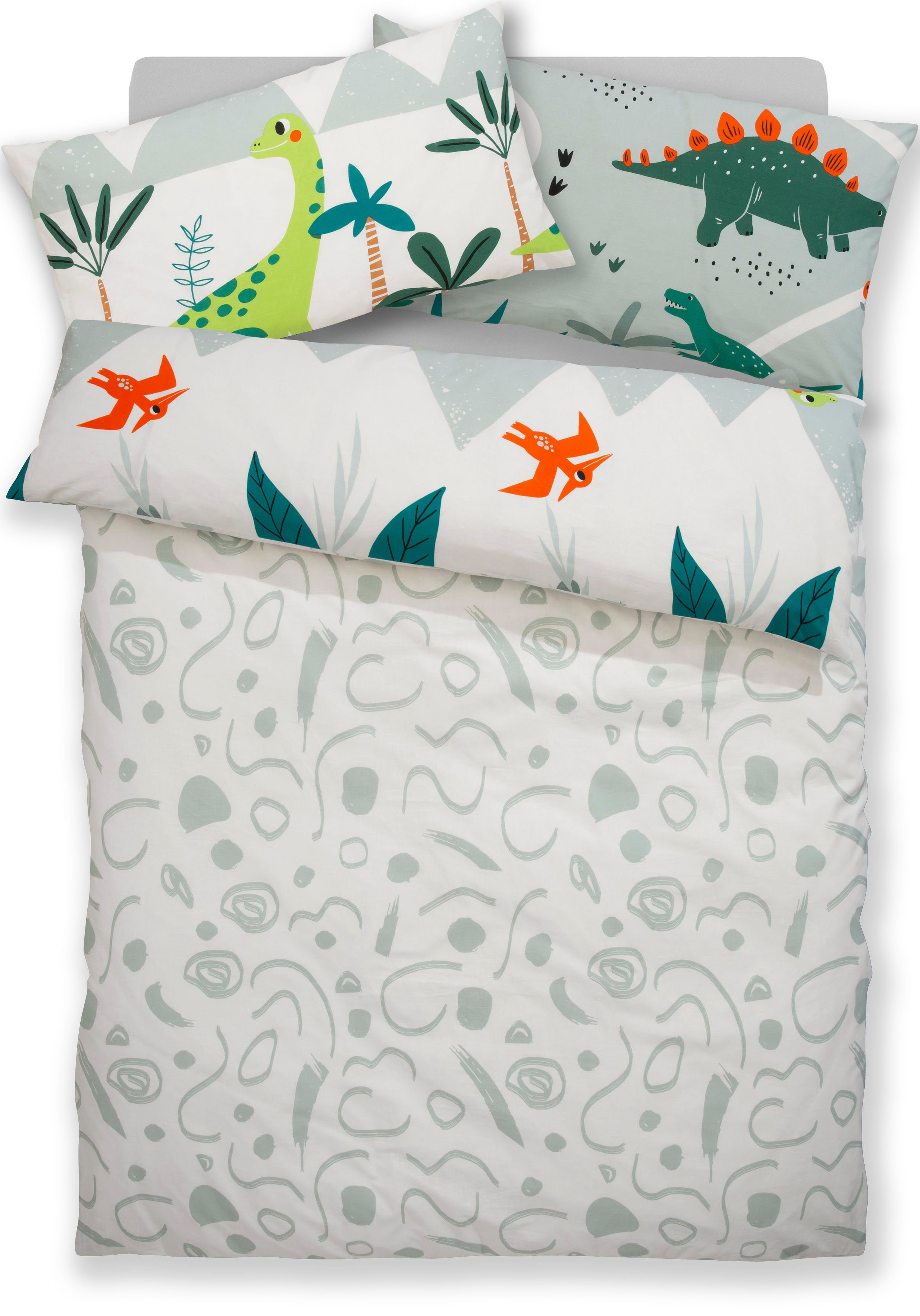 OTTO home Kinderbettwäsche CUDDLEE, Biber, 2 teilig, in vielen Designs: Dino,Einhorn,Weltraum,Baustelle,Herz,Trecker,Safari