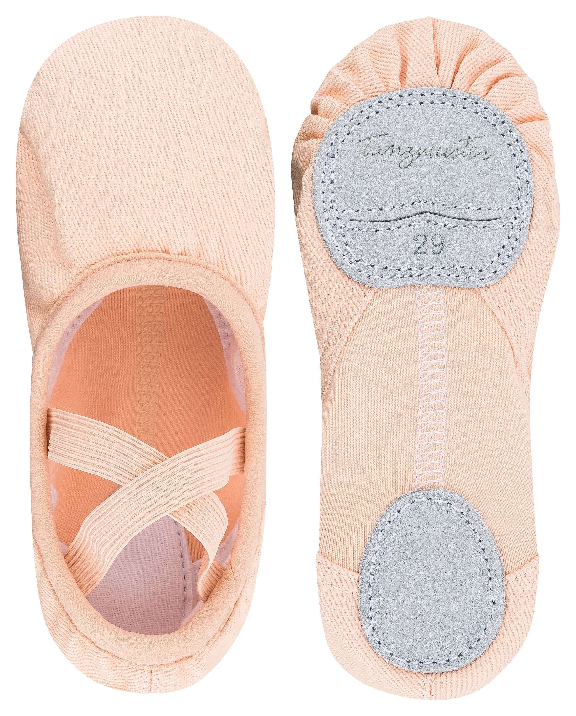 tanzmuster Ballettschuhe Mika mit Baumwoll-Stretcheinsatz Tanzschuh Ballettschläppchen für Kinder und Erwachsene – Bild 4 von 5