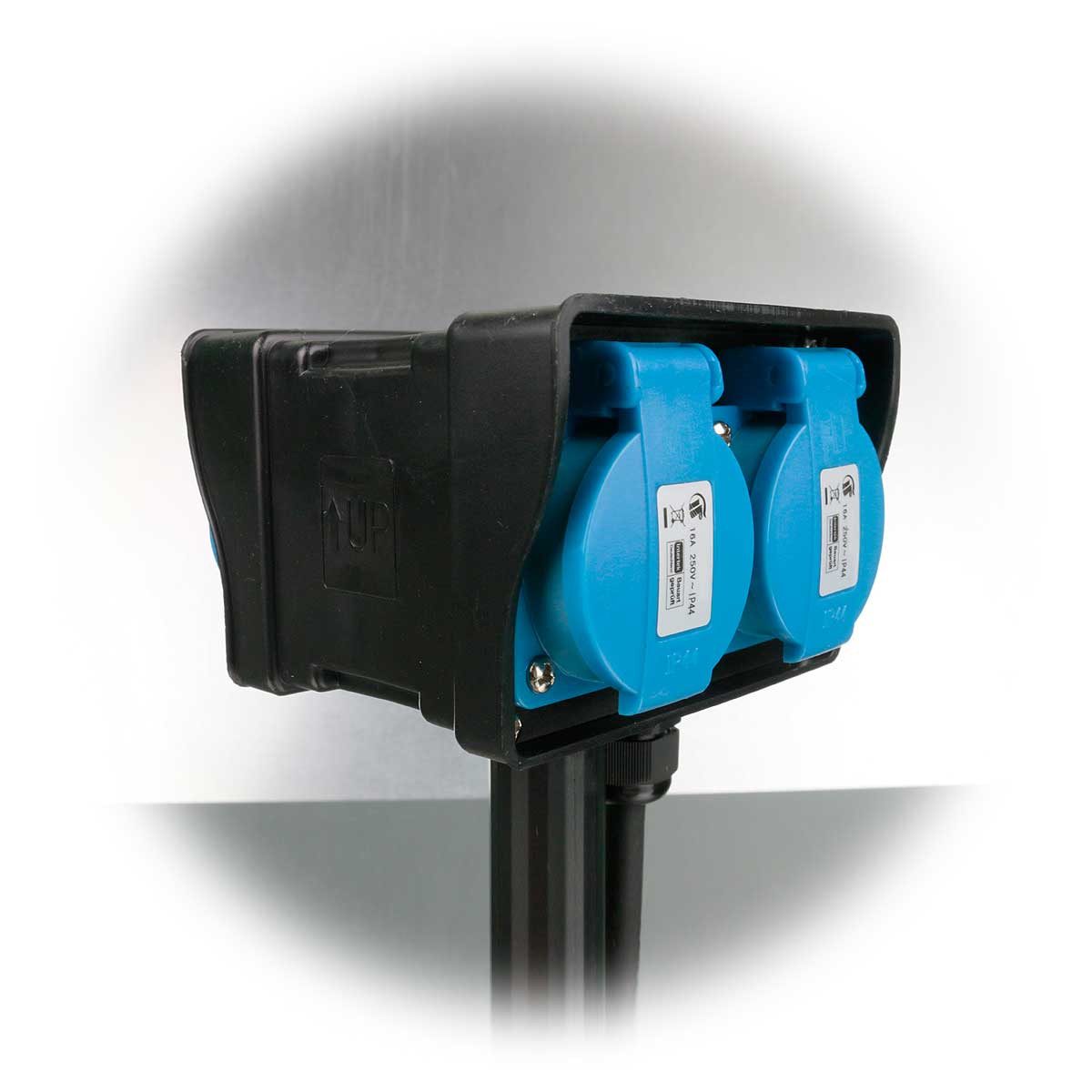 ChiliTec Gartensteckdose Gartensteckdose, 4-fach mit Erdspieß 250V/16A IP44