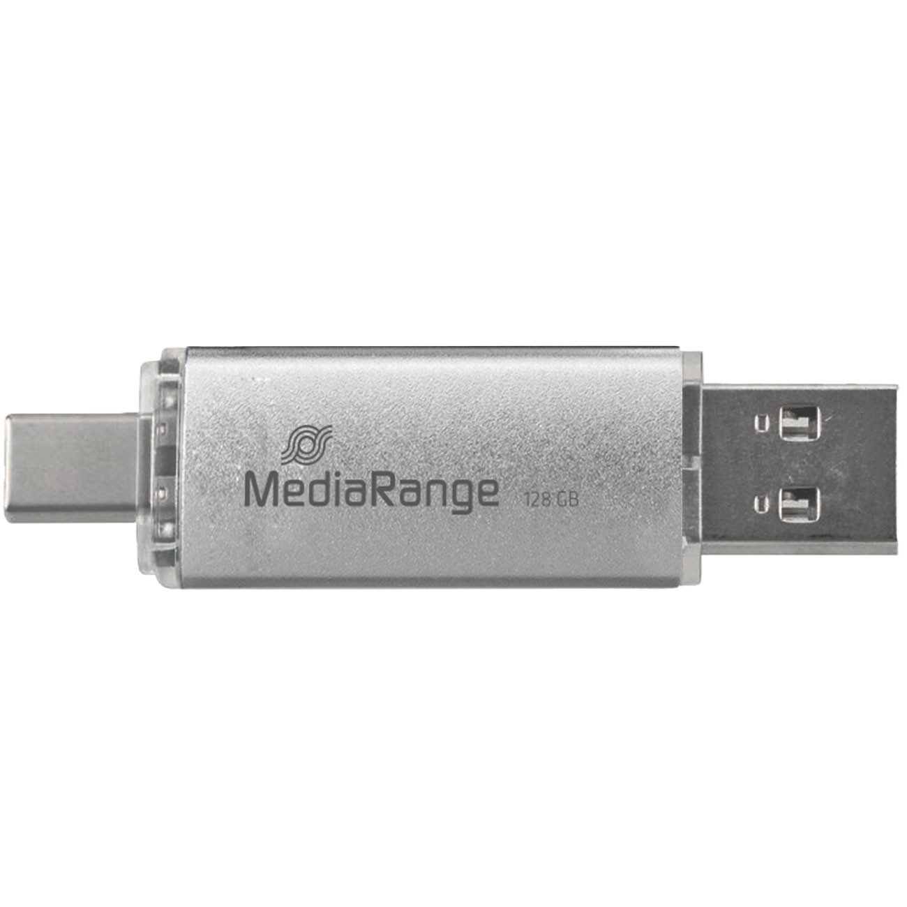 Mediarange 128GB Dual USB-Stick, USB-C & USB 3.0 Schnittstelle, Silber USB-Stick (Lesegeschwindigkeit 80 MB/s, 2in1 Speicherstick, FAT32, abwärtskompatibel, OTG-fähig)