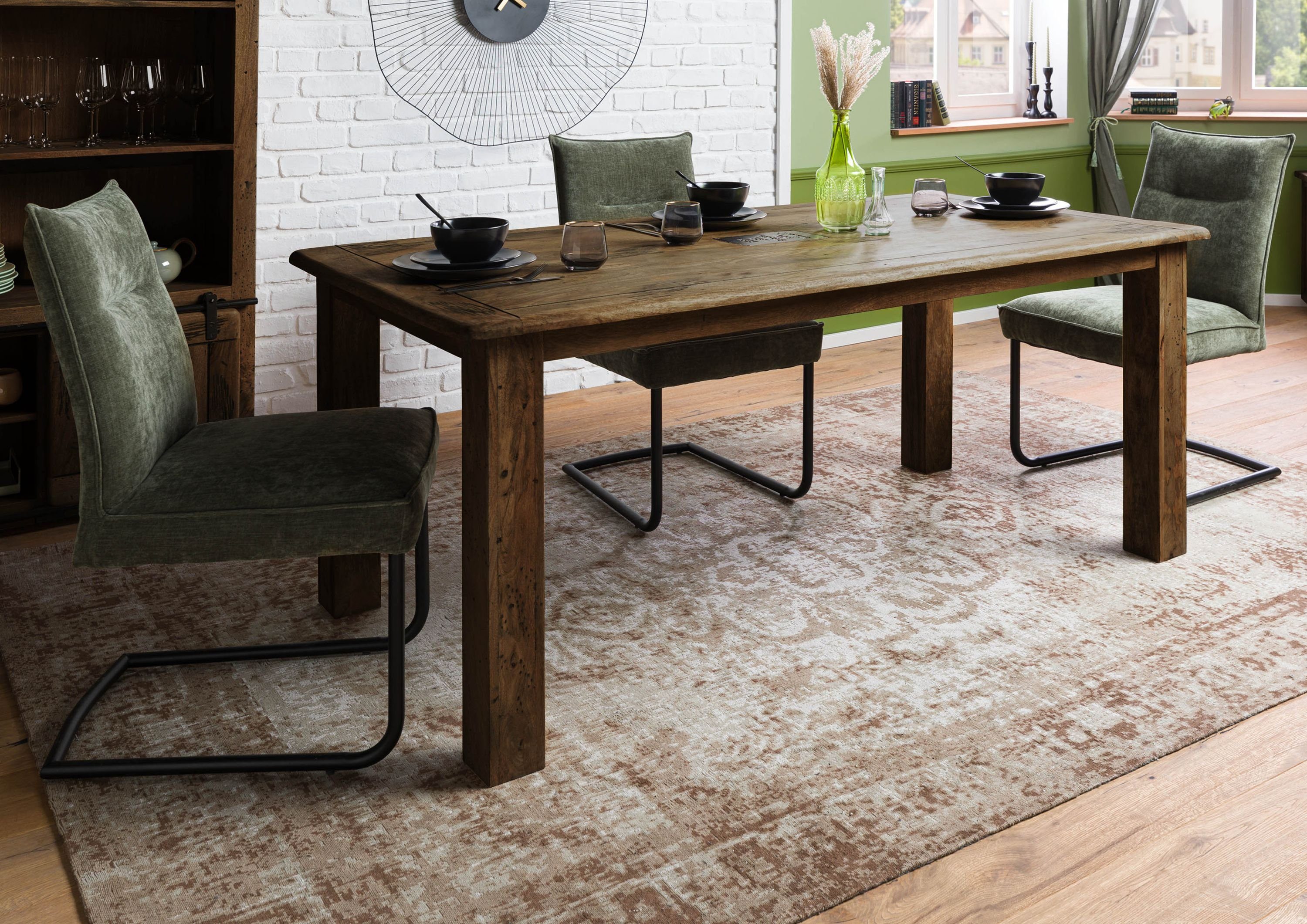 Massivmoebel24 Esstisch Esstisch Mango 140x90x76 braun lackiert RAILWAY #49 günstig online kaufen