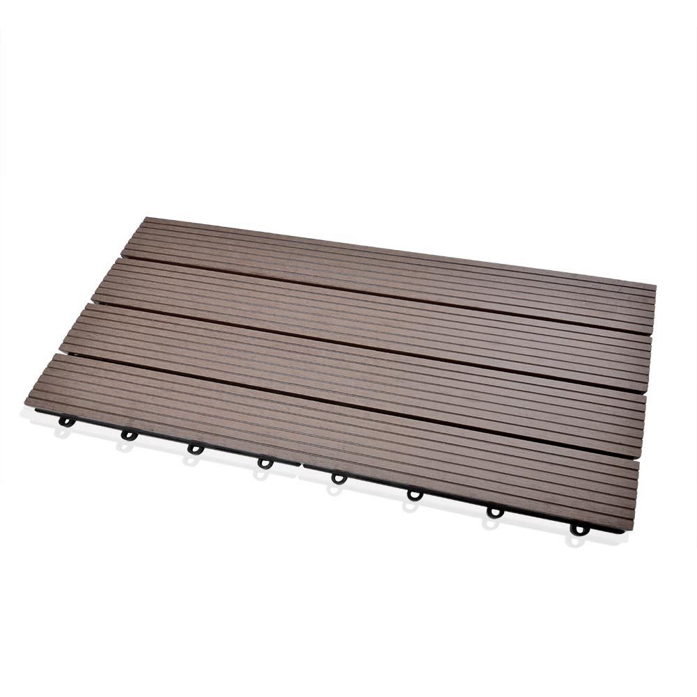 euroharry WPC-Fliesen 2m² WPC Fliesen 3D Maserung anthrazit Holz Terrassenfliesen Boden