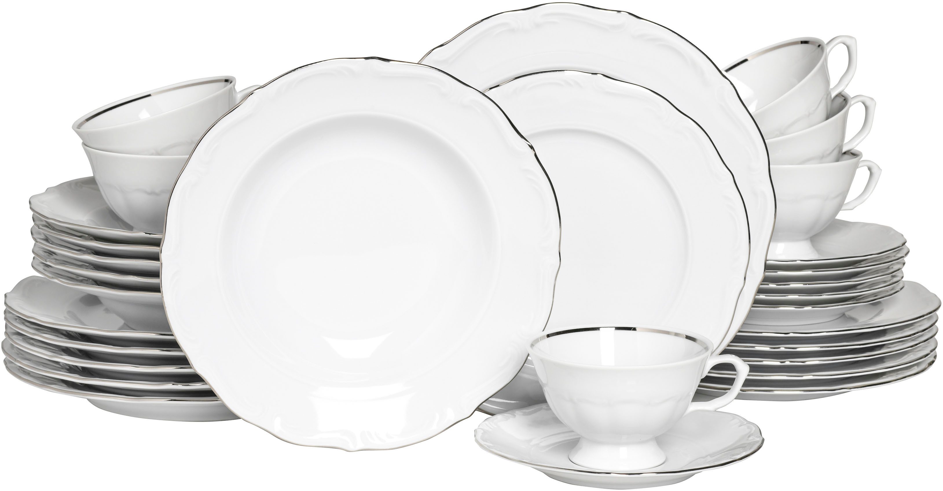 CreaTable Kombiservice Maria Theresia, Kombi-Service 30-tlg (30-tlg), 6 Personen, Porzellan, Traditionelle Porzellanform