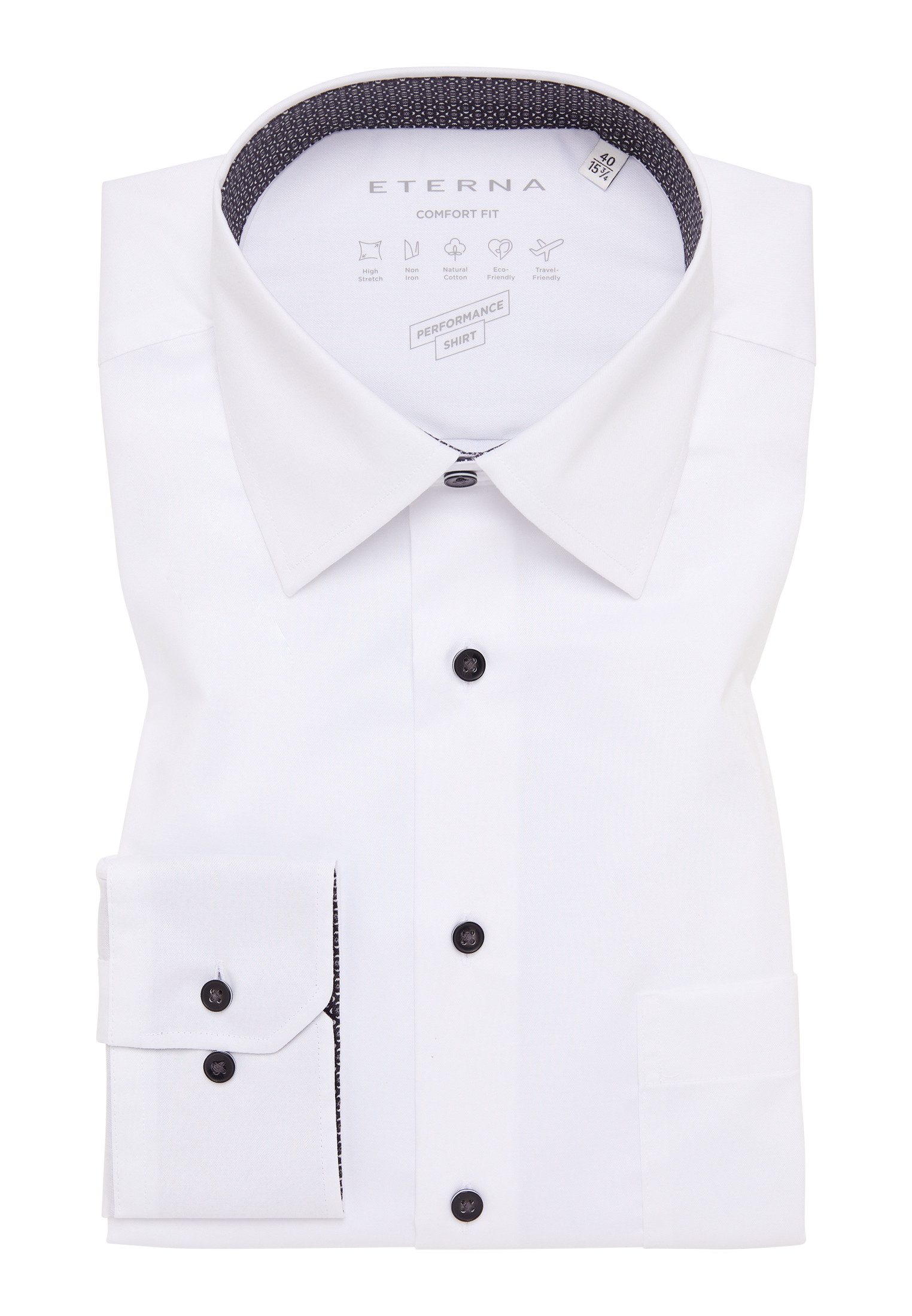 Eterna Businesshemd ETERNA COMFORT FIT Performance Shirt Langarm Hemd weiss 4060-00-E14E