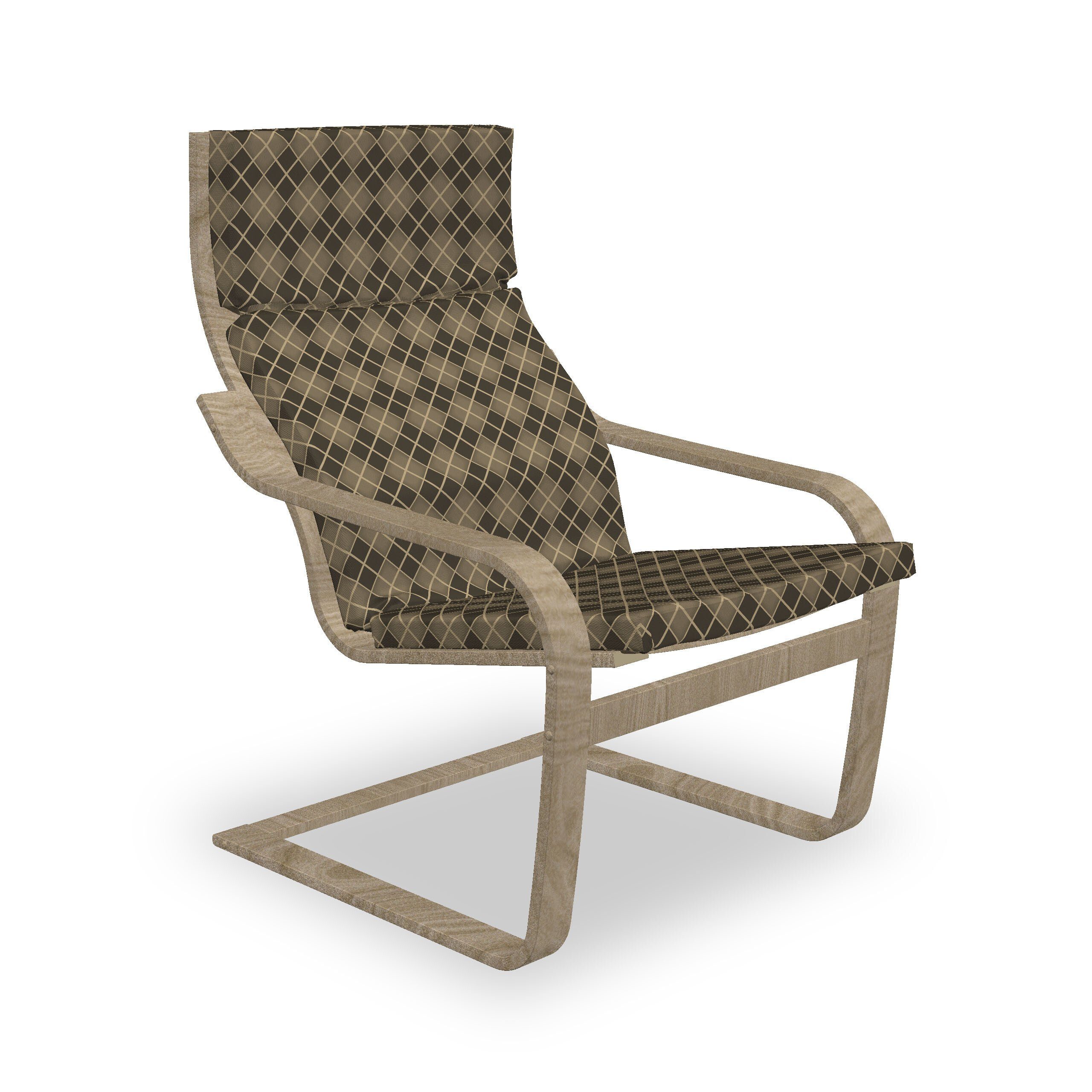 Abakuhaus Stuhlkissen Sitzkissen mit Geometrisches Brown mit Bicolor Plaid und Reißverschluss, Stuhlkissen Hakenschlaufe und