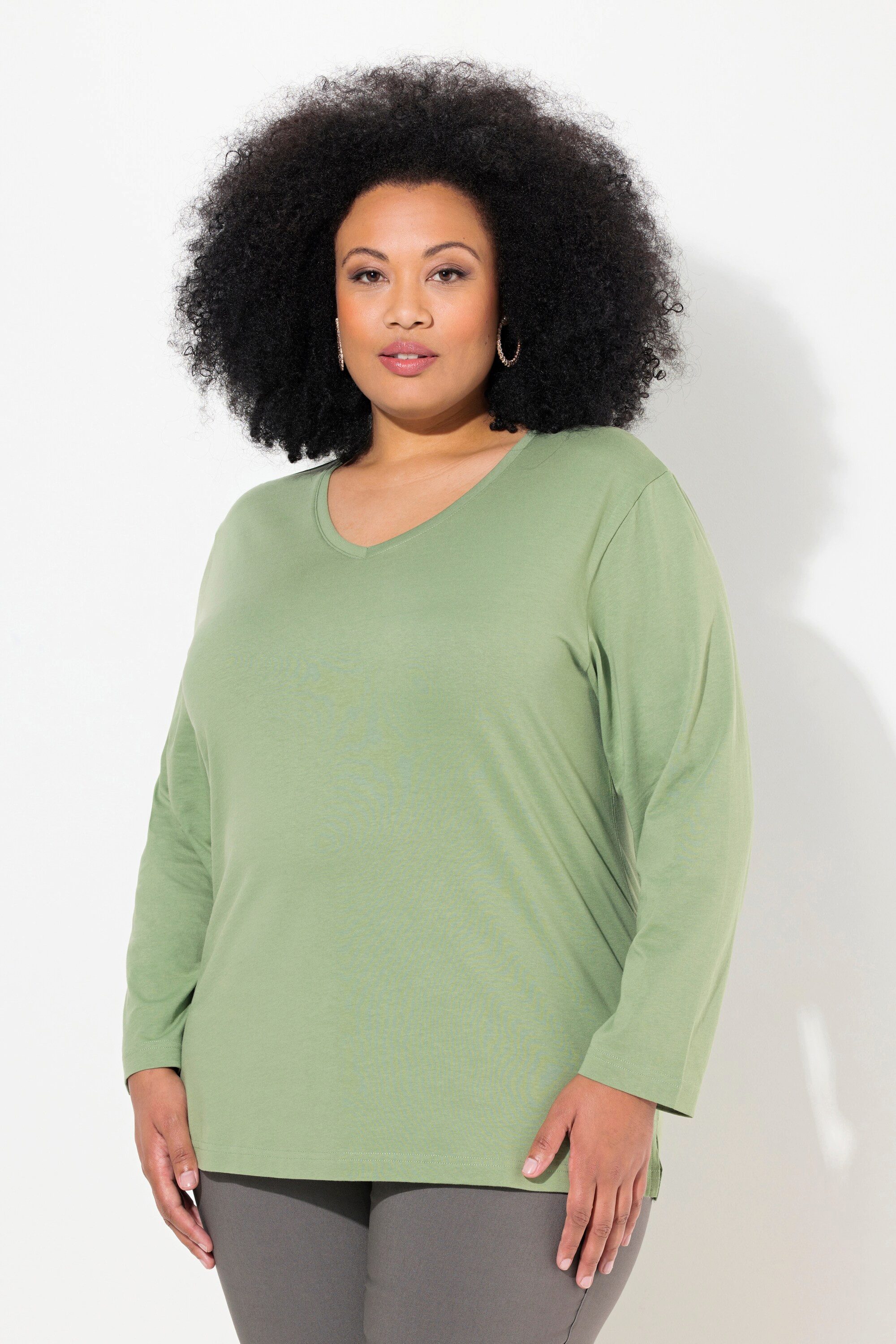 Ulla Popken T-Shirt Shirt V-Ausschnitt Relaxed günstig online kaufen