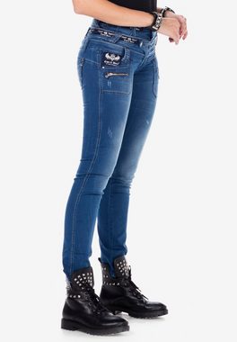 Cipo & Baxx Slim-fit-Jeans mit auffälligem Dreifachbund in Slim Fit