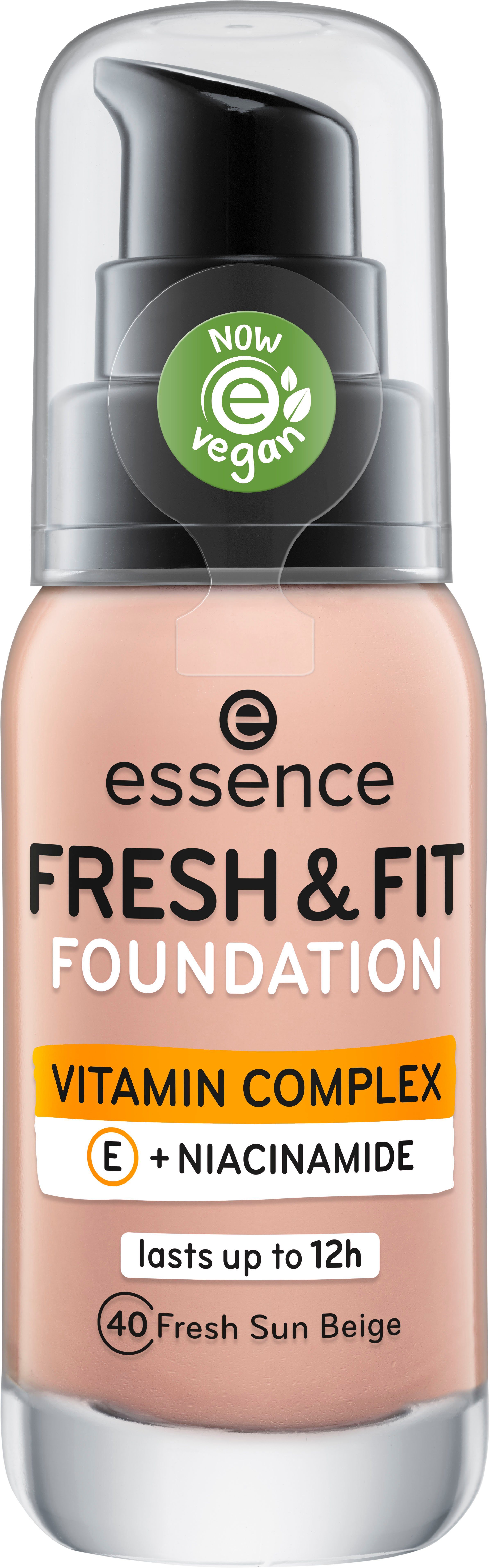 FOUNDATION, Essence FRESH fresh beige Foundation FIT sun & 3-tlg.