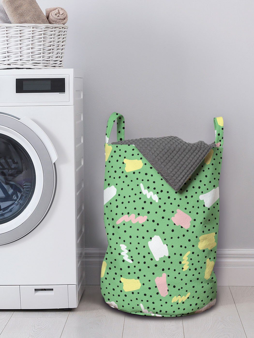 Abakuhaus Wäschesäckchen Wäschekorb Waschsalons, Griffen für mit Abstrakt Kordelzugverschluss Paints Brushstroke Dots