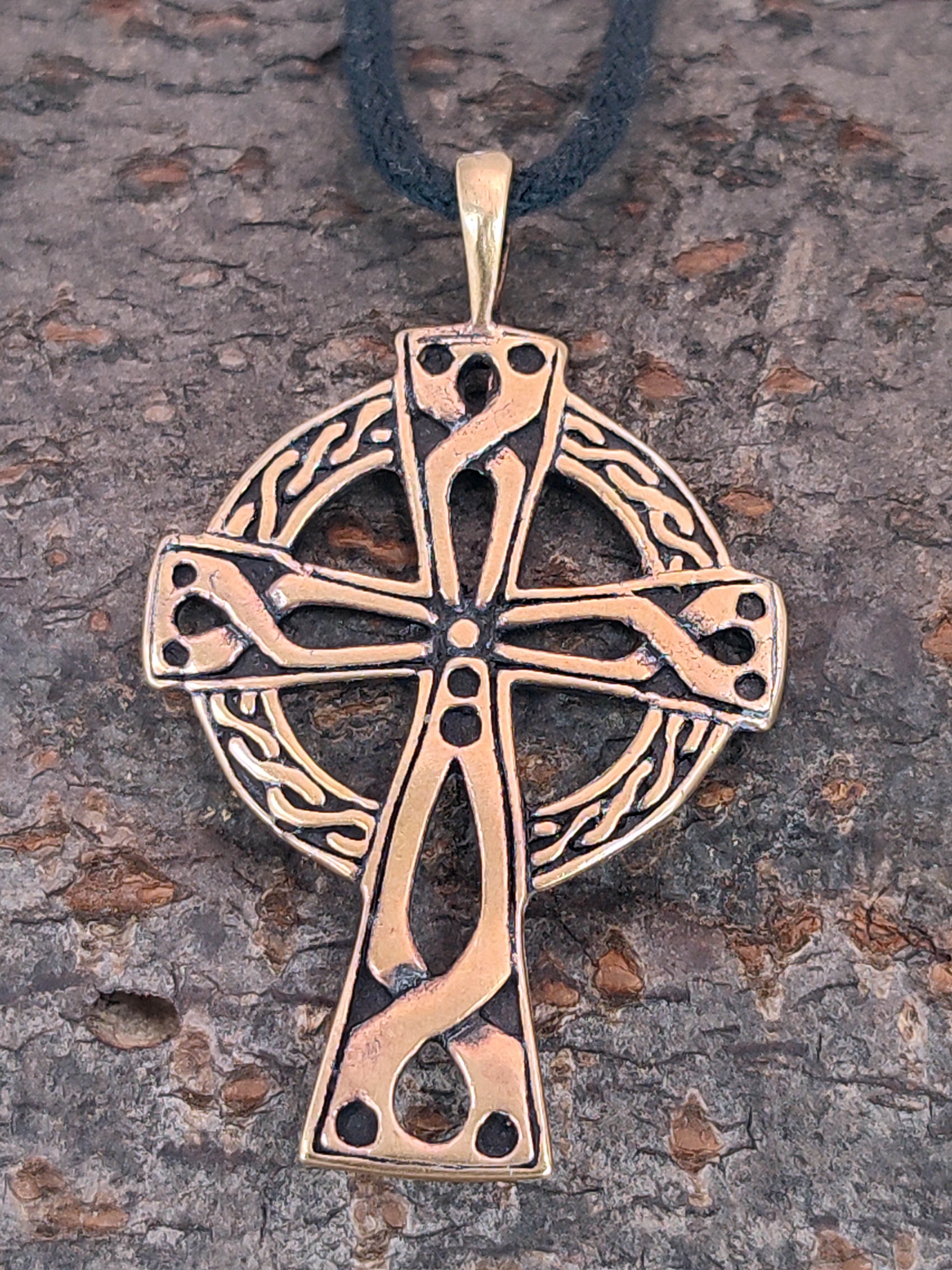 Kiss of Leather Kettenanhänger Keltenkreuz Radkreuz Kelten keltisch Kreuz Bronze Anhänger Kette Nr. 9