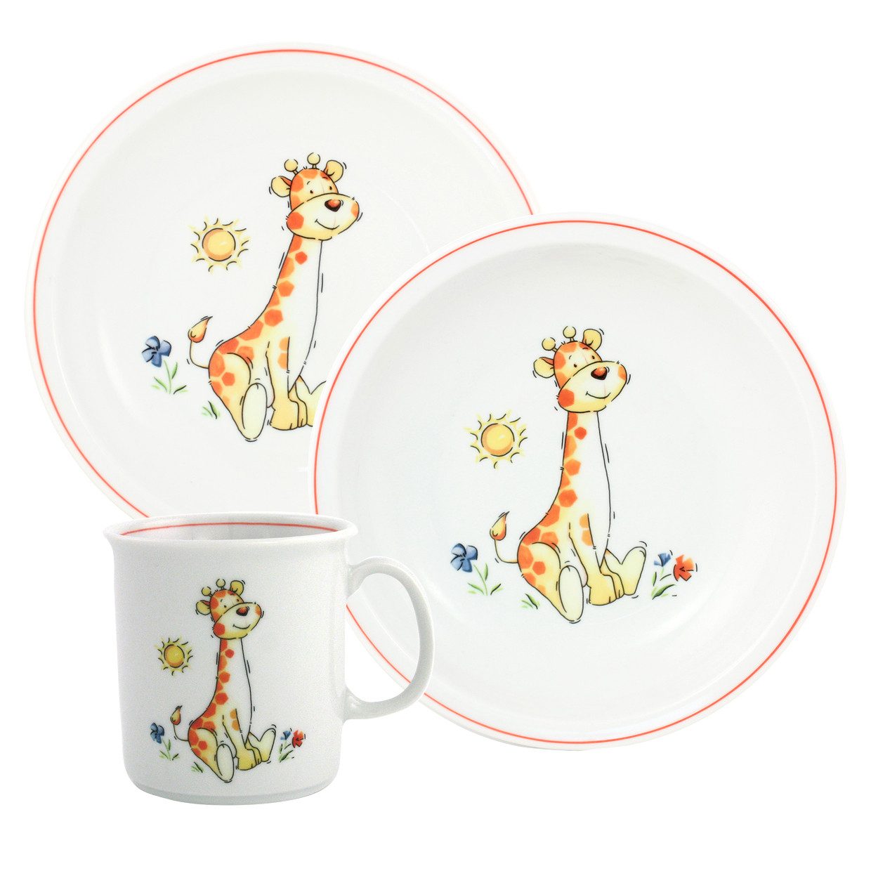 Eschenbach® PORZELLAN GERMANY Kindergeschirr-Set Kindergedeck Set 3-tlg. I Zoo & Co (3-tlg), 1 Personen, 3 Teile für 1 Person im Geschenkkarton