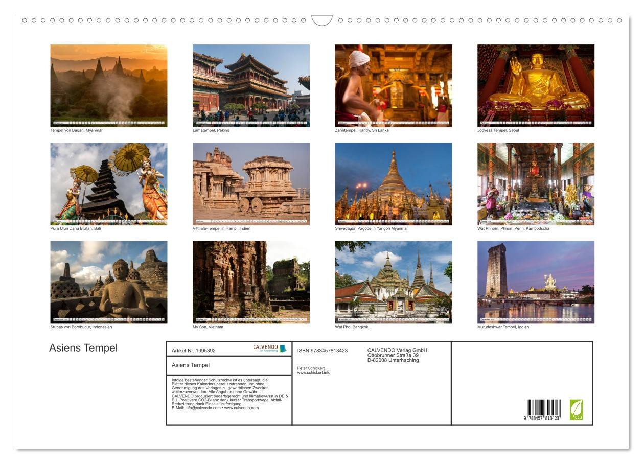 Thumbnail - CALVENDO Wandkalender Asiens Tempel (Wandkalender 2026 DIN A2 quer), CALVENDO Monatskalender